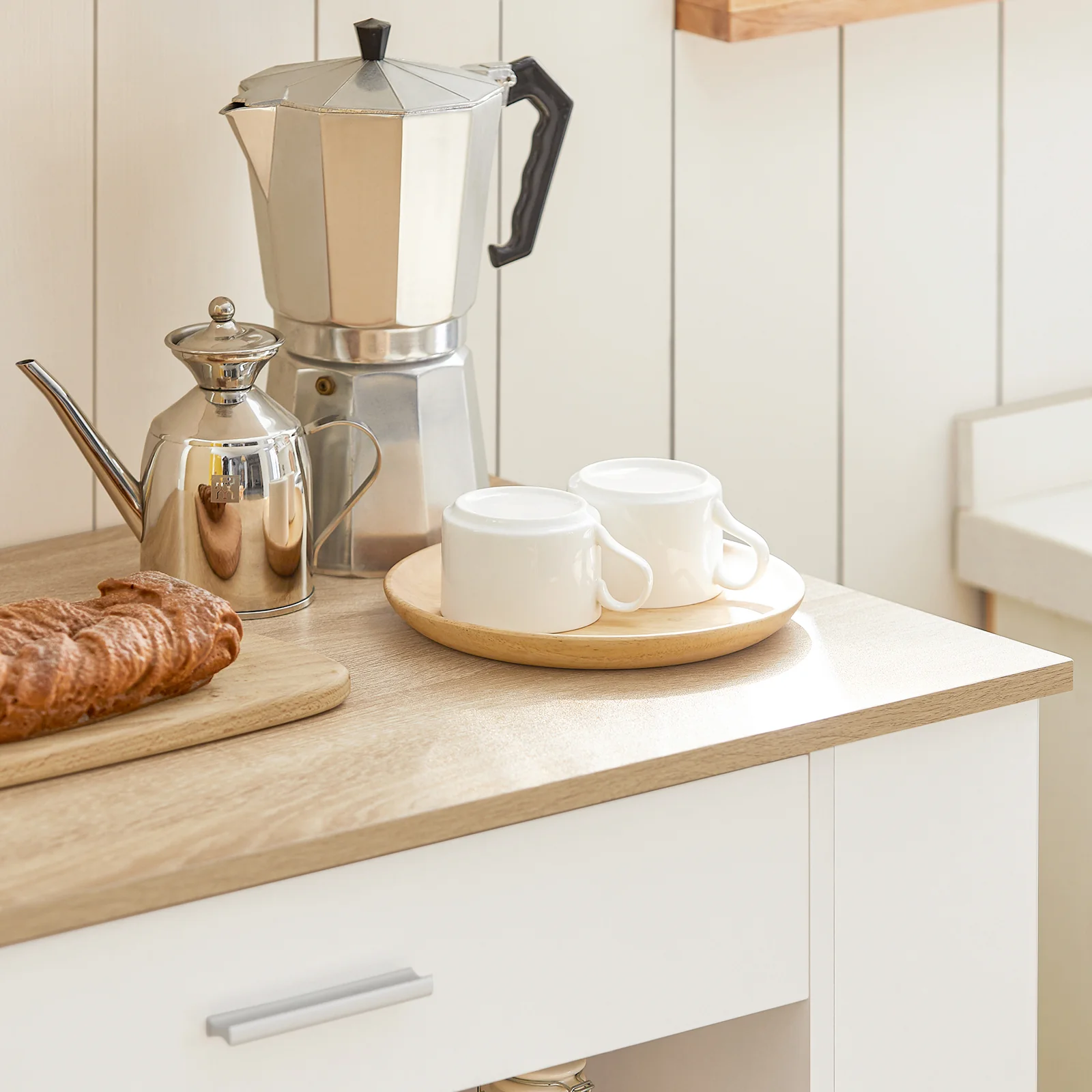 SoBuy FKW113-WN Keukentrolley op Wieltjes – Keukenopbergmeubel met Lade en Deurtjes – Wit, 75x46x83 cm - Image 13