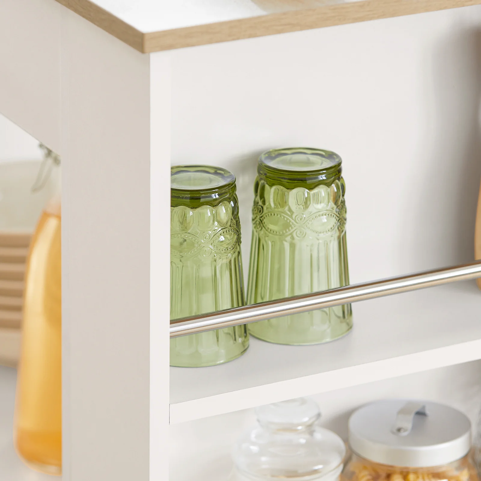 SoBuy FKW113-WN Keukentrolley op Wieltjes – Keukenopbergmeubel met Lade en Deurtjes – Wit, 75x46x83 cm - Image 15