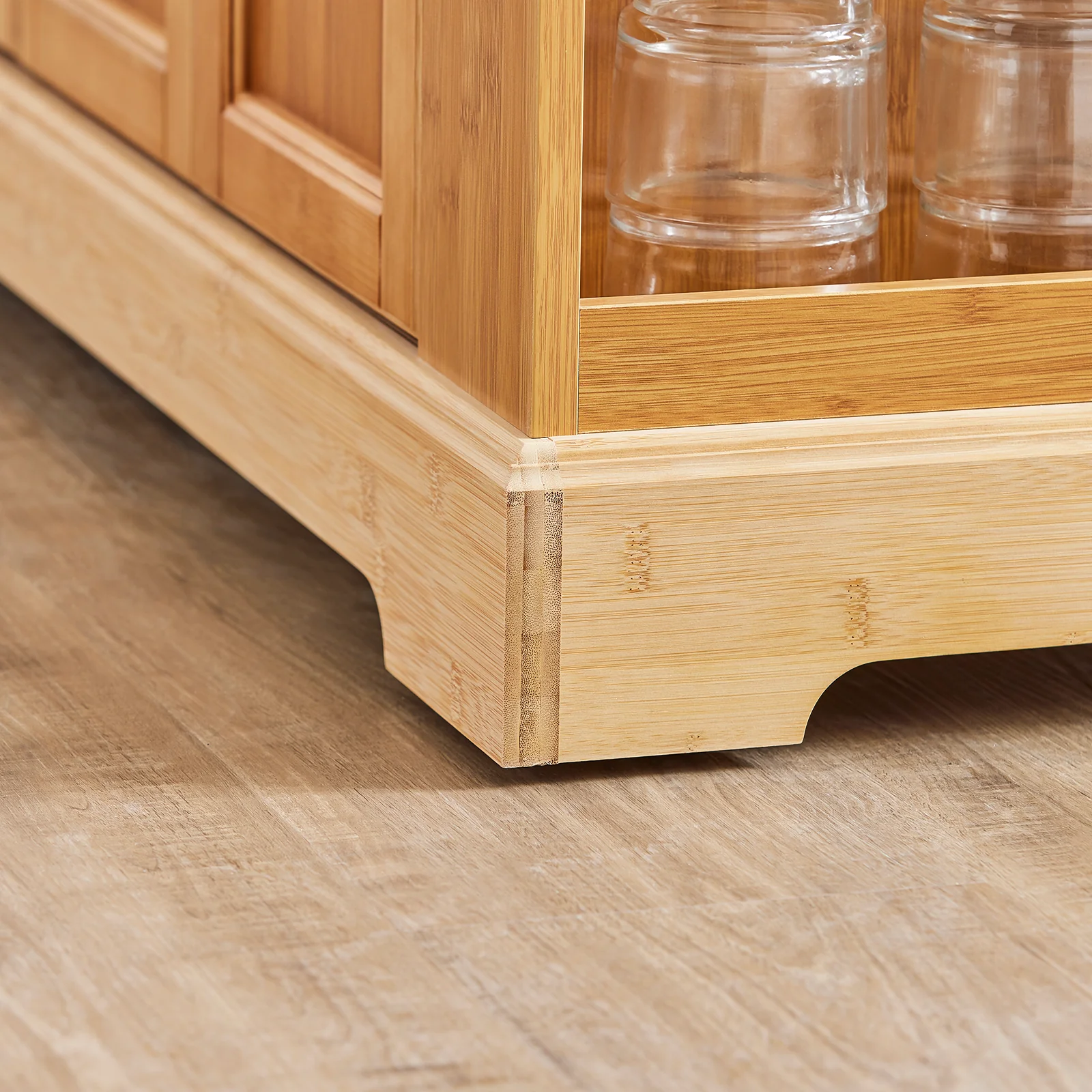 SoBuy FKW130-N Keukenkast op Wielen, Centrale Eiland met Uittrekbaar Werkblad, Mobiele Keukenwagen voor Keuken of Eetkamer, Keukenkast met Opbergruimte Natuur 107x(46–71) x92,5 cm - Image 13