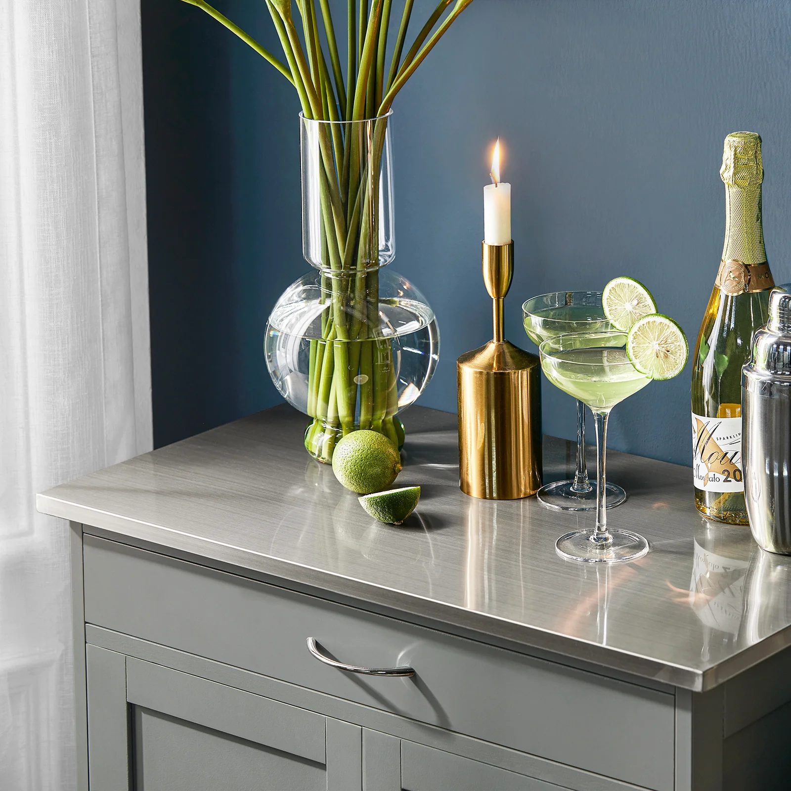 SoBuy FKW45-HG Serveerwagen Rollende Keukenwagen, Keuken Opbergkast op Wielen, Roestvrijstalen Lade, Grijs - Image 4