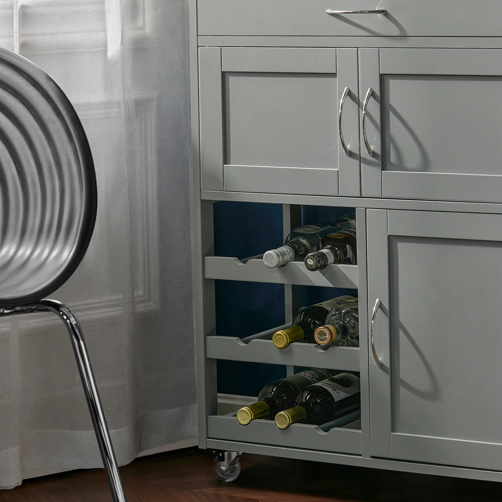 SoBuy FKW45-HG Serveerwagen Rollende Keukenwagen, Keuken Opbergkast op Wielen, Roestvrijstalen Lade, Grijs - Image 8