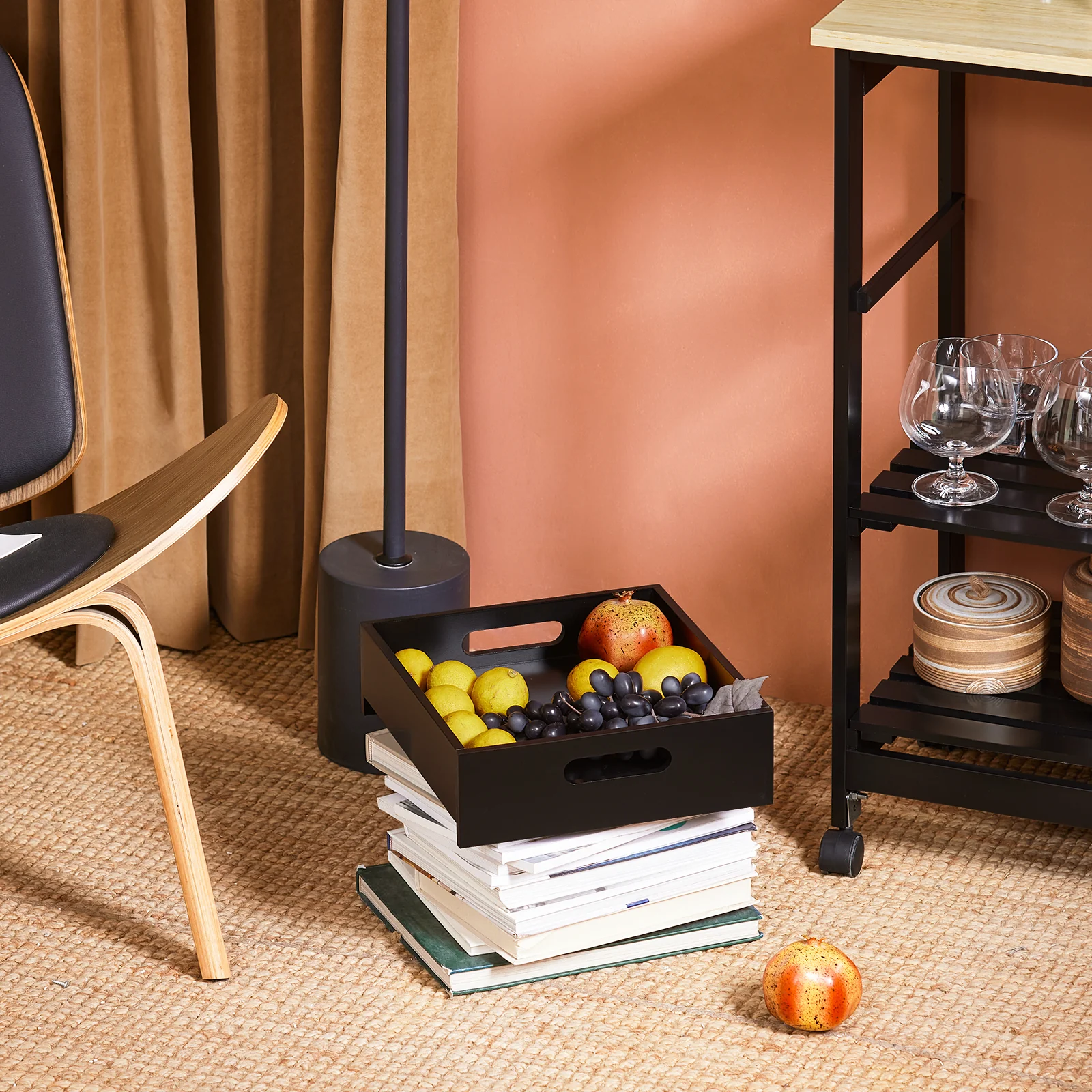 SoBuy FKW79-SCH Keukenkast op Wieltjes, Keuken Desserte met 3 Laden en 1 Verstelbaar Rek, Keukenopbergrek, L68xB38xH85cm, Zwart - Image 9