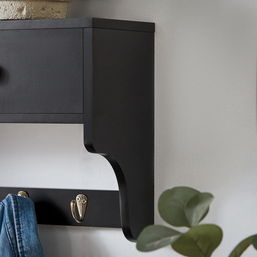 SoBuy FRG178-SCH Wandkast Wandgarderobe Wandgarderobe Wandkast Garderobelijst Hangrek met 2 laden en 5 haken - Image 6