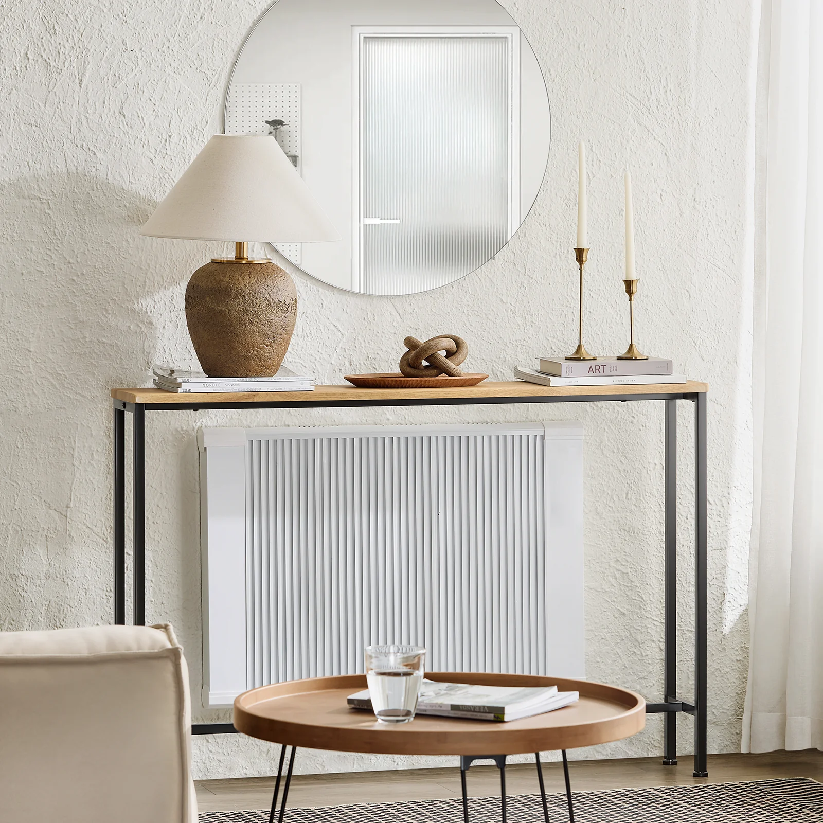 SoBuy FSB19-L-E Consoletafel, bijzettafel, bankpunt, haltafel, frame en 4 poten van ijzer, L 120 cm x D 20 cm x H 80 cm - Image 10