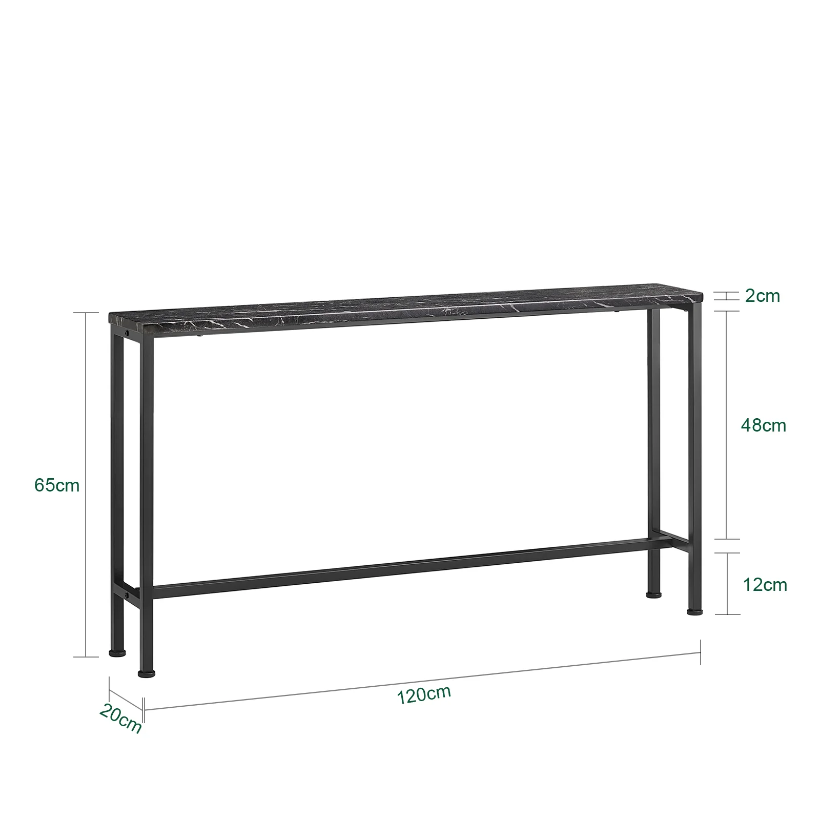 SoBuy FSB19-SCH Console Halmeubel – Zwart Marmer Effect Blad & Metalen Poten – Industriële Moderne Stijl voor Woonkamer, Kantoor, Slaapkamer – 120x20x65cm - Image 5