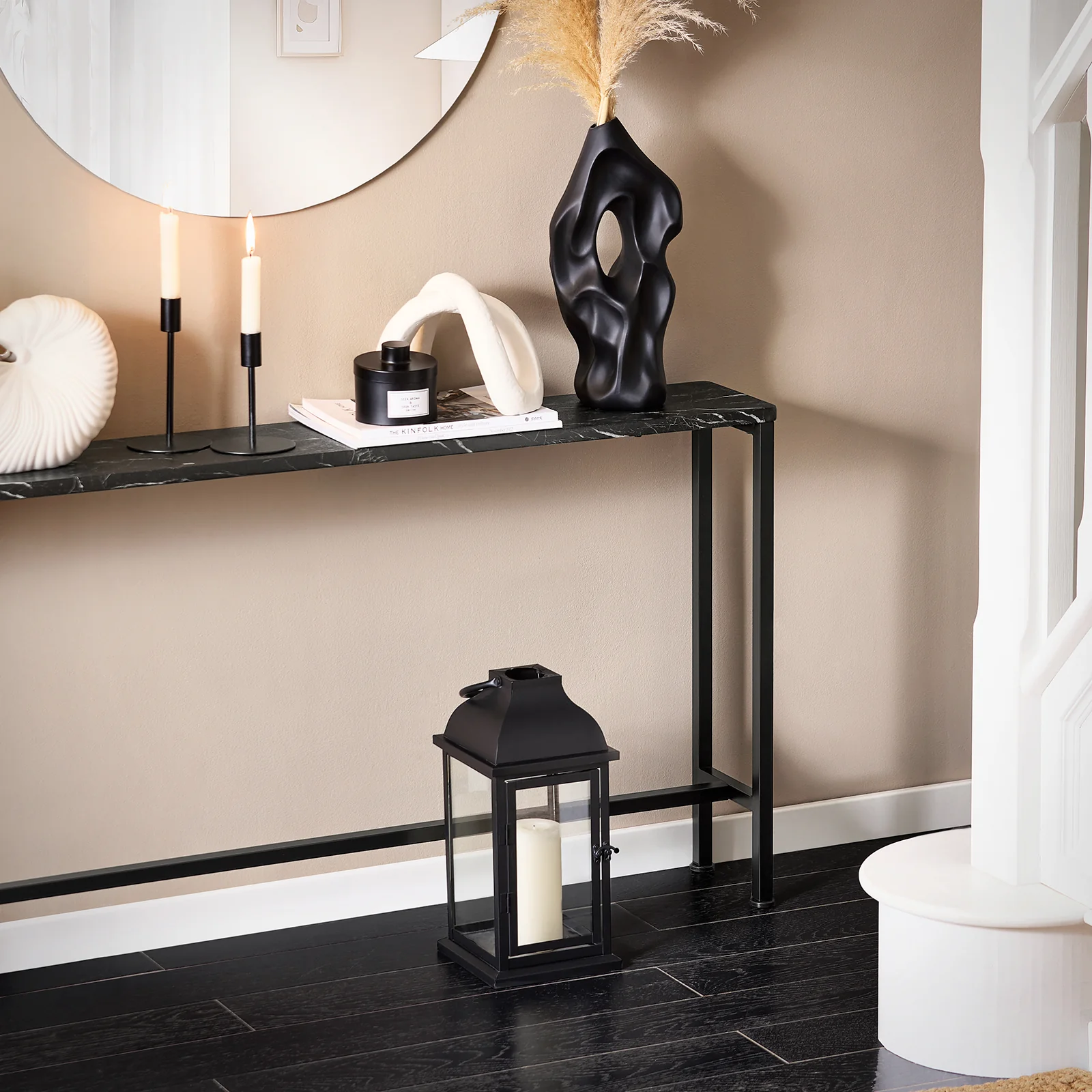 SoBuy FSB19-SCH Console Halmeubel – Zwart Marmer Effect Blad & Metalen Poten – Industriële Moderne Stijl voor Woonkamer, Kantoor, Slaapkamer – 120x20x65cm - Image 7