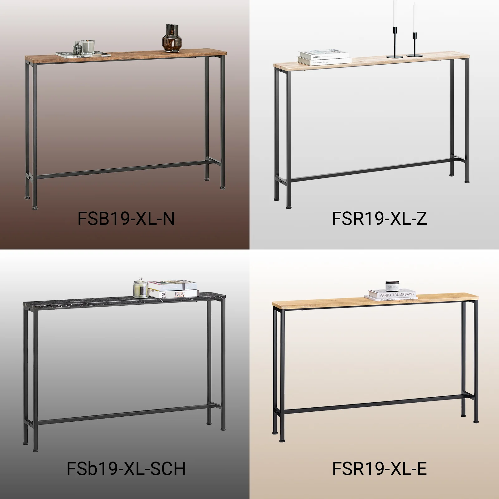 SoBuy FSB19-XL-SCH Smalle Console Tafel – Zwarte Marmerlook & Metalen Frame – Industriële Ingangstafel voor Hal, Woonkamer of Kantoor – 120x20x80cm - Image 12