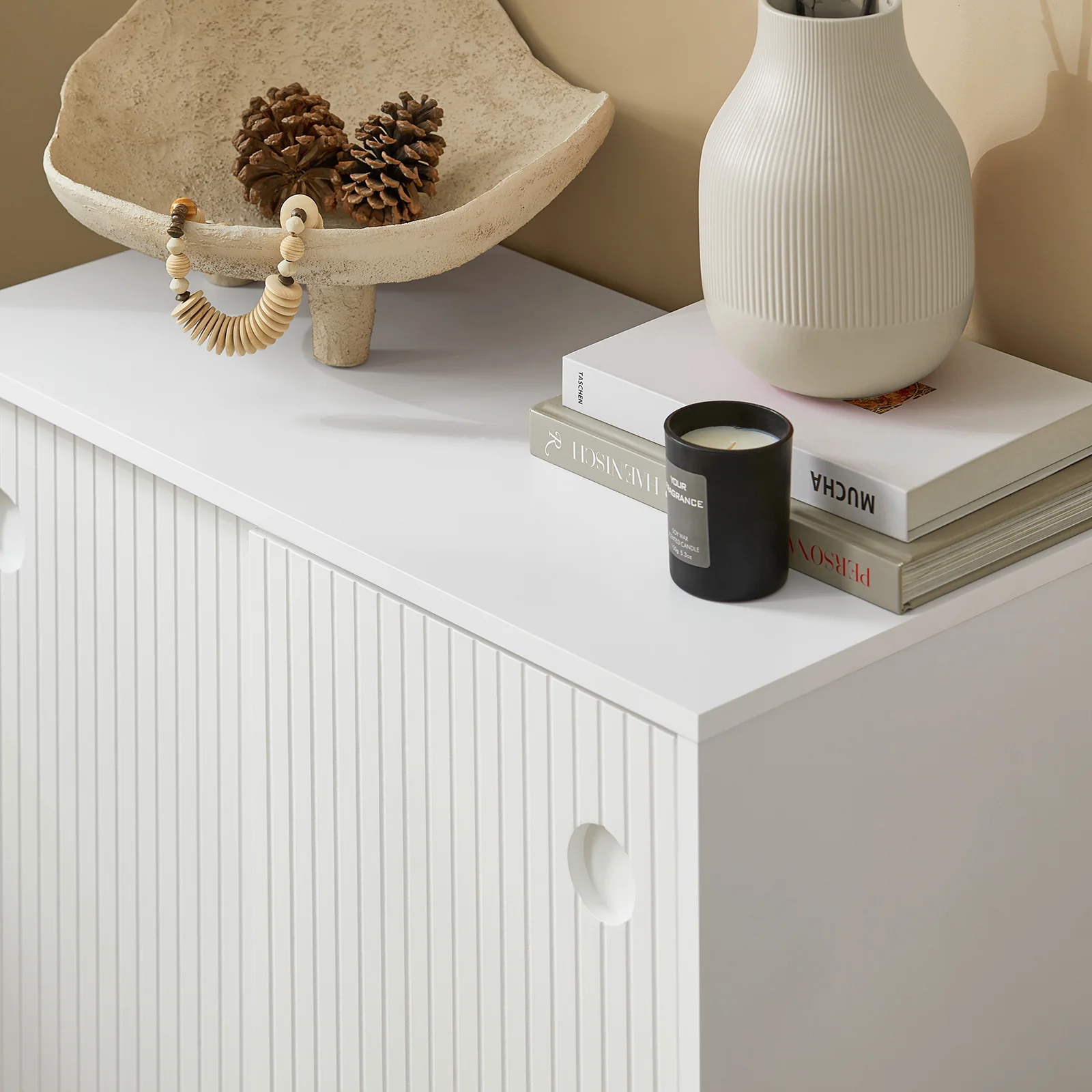 SoBuy FSB62-W Opbergmeubel – Buffet, Dressoir met 2 Schuifdeuren, Verstelbare Planken, Modern Keukenmeubel – Hal, Woonkamer, Keuken – 70x37x87 cm Wit - Image 10