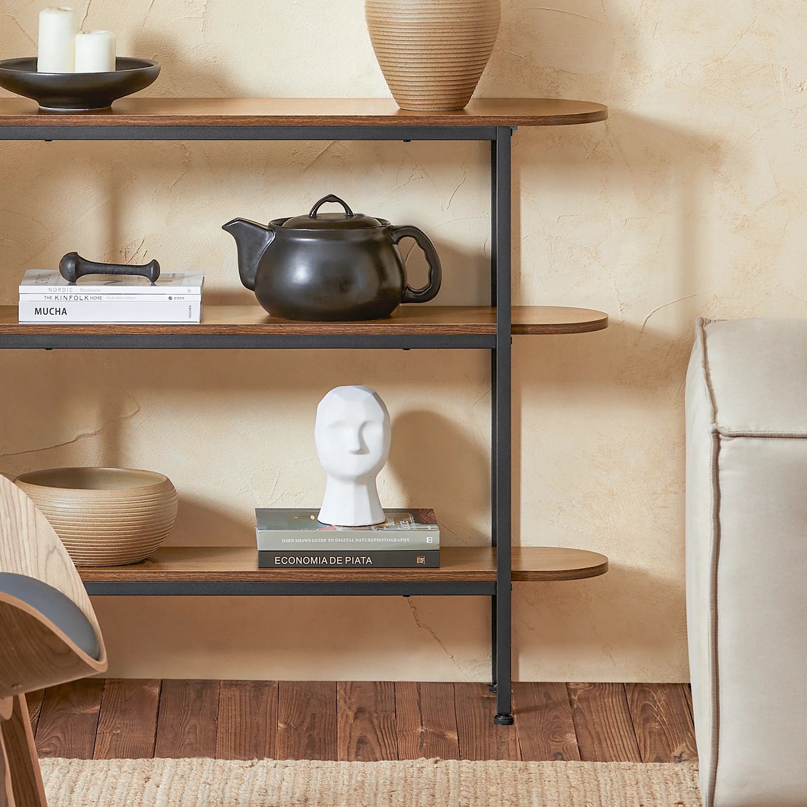 SoBuy FSB67-WS Console Tafel - Entreetafel - Bijzettafel - Wandtafel - Haltafel met 2 Opbergvakken - Stalen Frame - Image 12