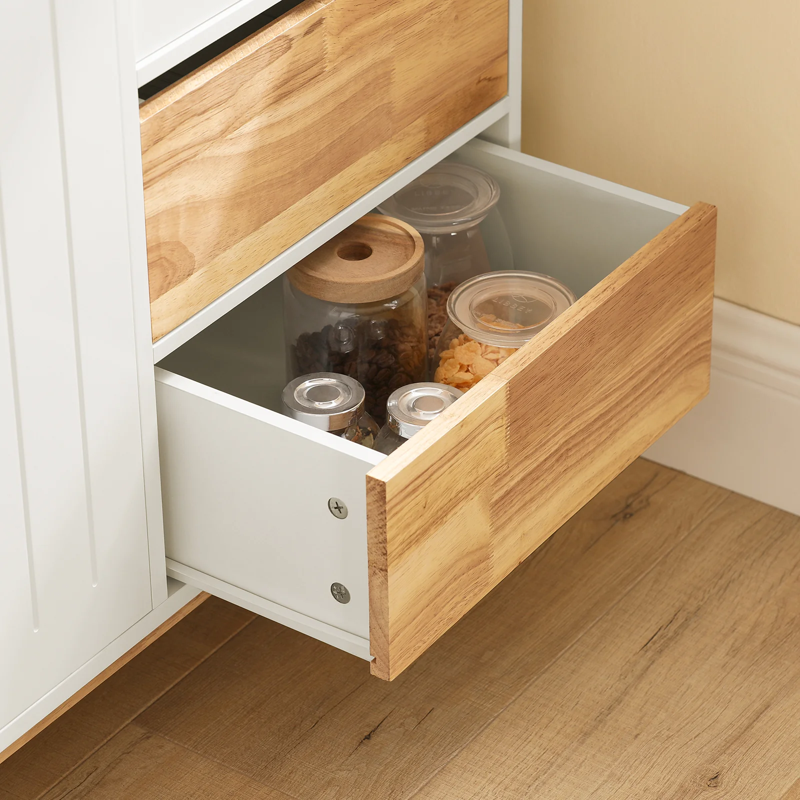 Pre-order SoBuy FSB75-WN Dressoir, Buffetkast, Keukenkast, Ladekast, Consolekast, Hoekkast, Multifunctionele Kast met 3 Deuren en 2 Lades - Image 11