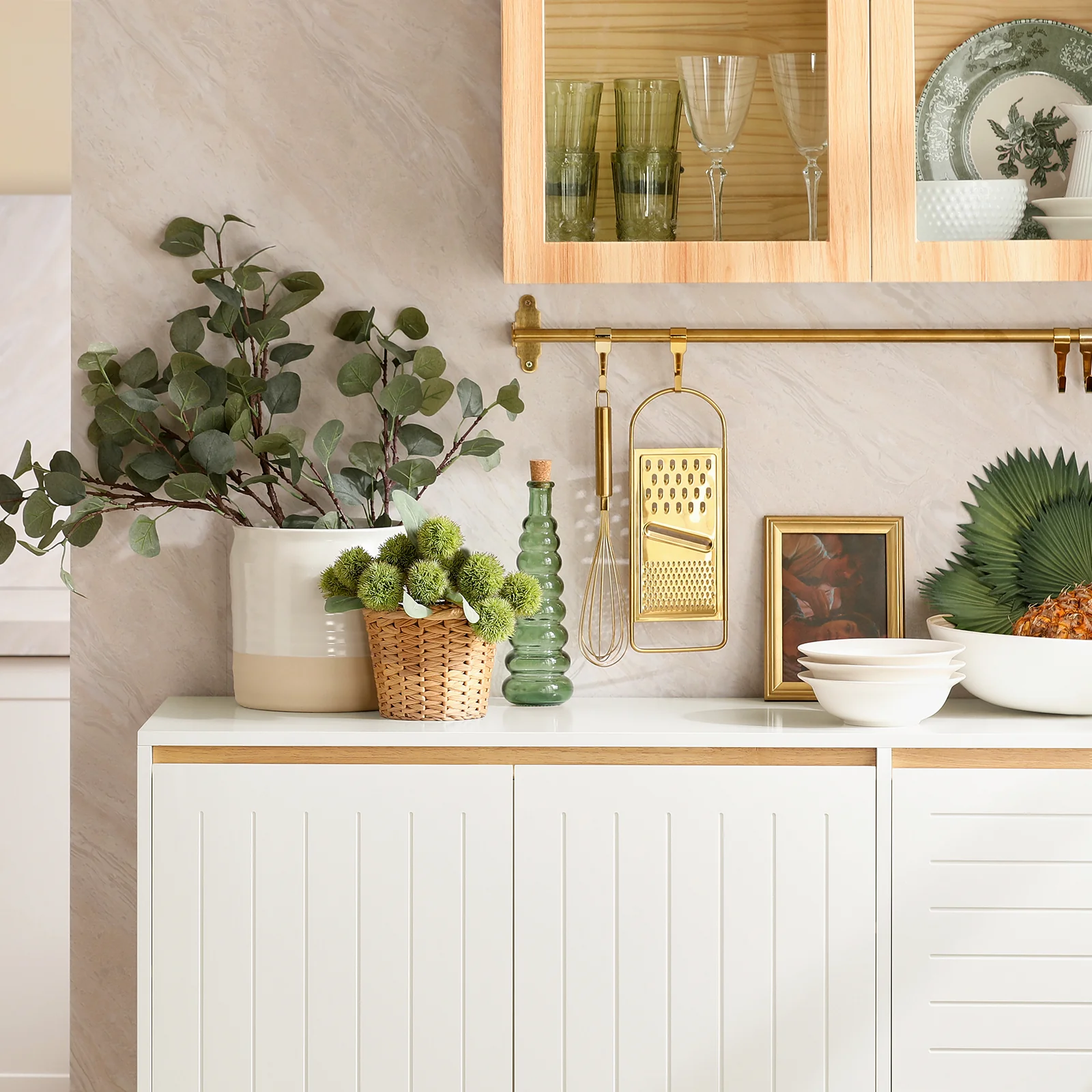 Pre-order SoBuy FSB75-WN Dressoir, Buffetkast, Keukenkast, Ladekast, Consolekast, Hoekkast, Multifunctionele Kast met 3 Deuren en 2 Lades - Image 17