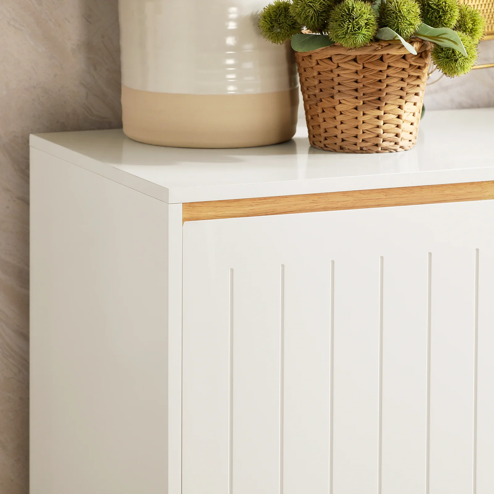 Pre-order SoBuy FSB75-WN Dressoir, Buffetkast, Keukenkast, Ladekast, Consolekast, Hoekkast, Multifunctionele Kast met 3 Deuren en 2 Lades - Image 9