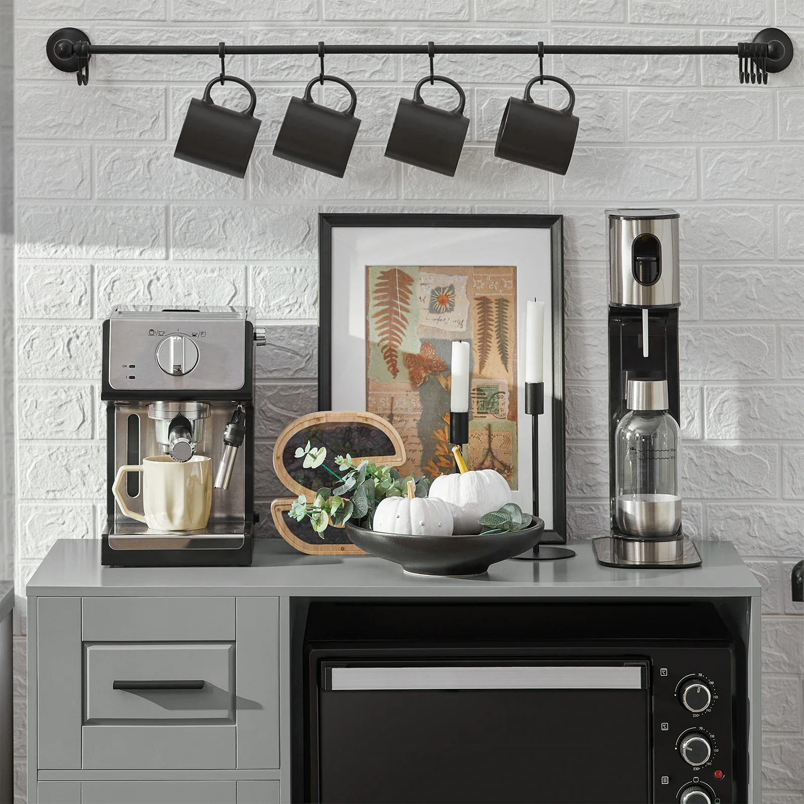 SoBuy FSB78-HG Magnetronkast | Magnetronrek | Ovenkast | Dressoir | Keukenrek Keukenkast met 1 Lade, 1 Compartiment, 3 Deuren - Image 6