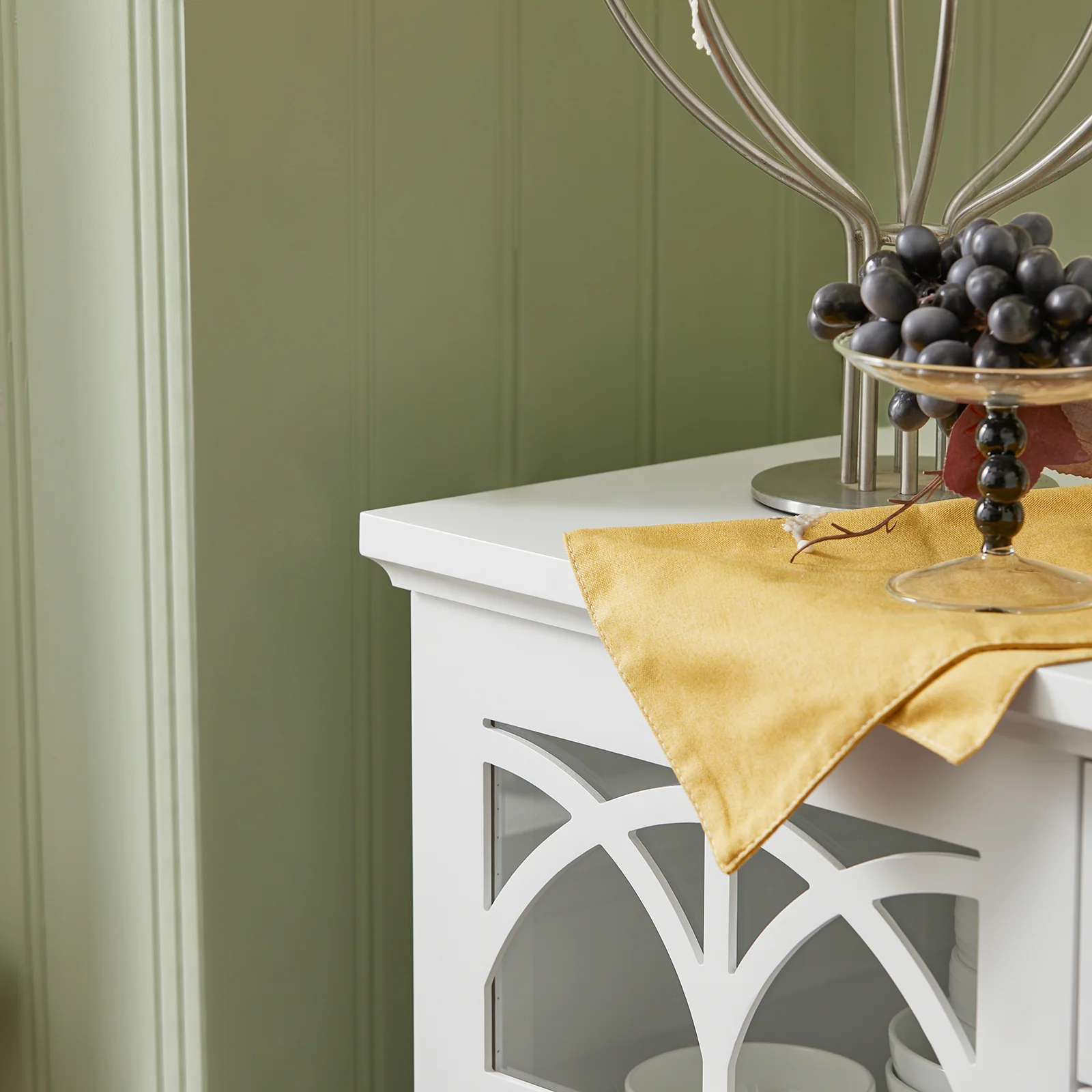 SoBuy FSB79-W Dressoir Ladekast Keukenkast met 2 Glazen Deuren, 2 Lades en 2 Planken, Opbergkast - Image 16