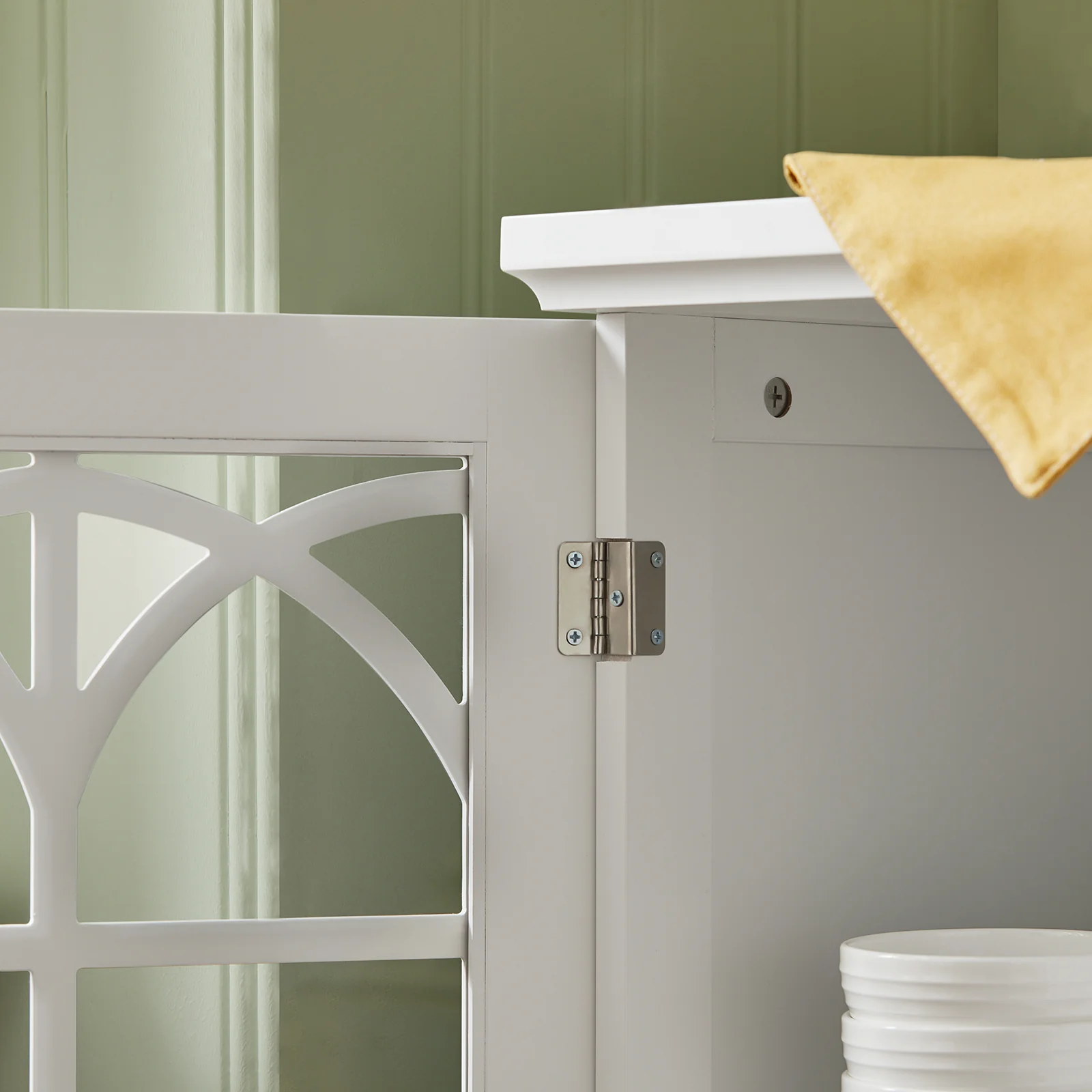 SoBuy FSB79-W Dressoir Ladekast Keukenkast met 2 Glazen Deuren, 2 Lades en 2 Planken, Opbergkast - Image 17