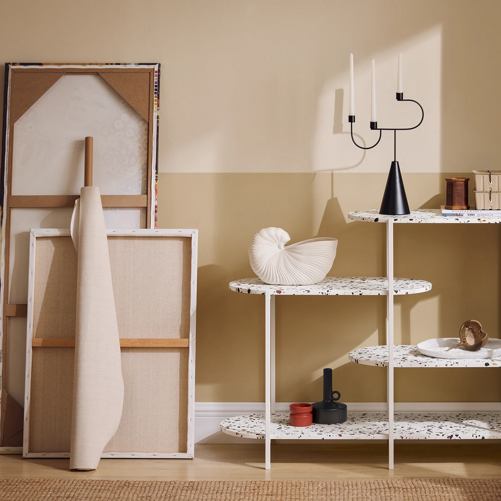 SoBuy FSB89-W Console Tafel, Entreetafel, Bijzettafel, Wandtafel, Haltafel, Opbergplank met 4 Planken - Image 3