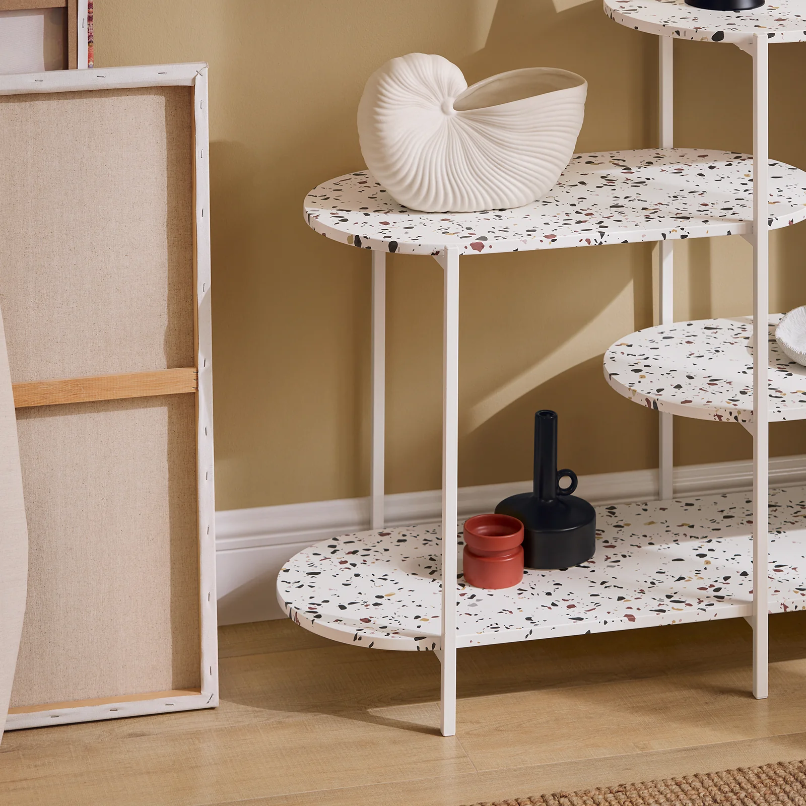 SoBuy FSB89-W Console Tafel, Entreetafel, Bijzettafel, Wandtafel, Haltafel, Opbergplank met 4 Planken - Image 7