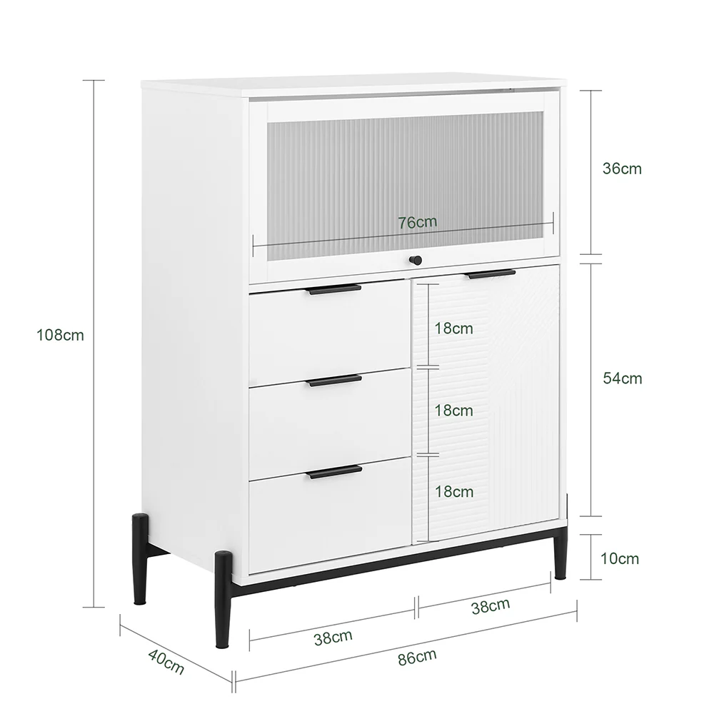 SoBuy FSB94-W Dressoir keukenkast gangkast buffet keukencommode opbergkast - Image 6