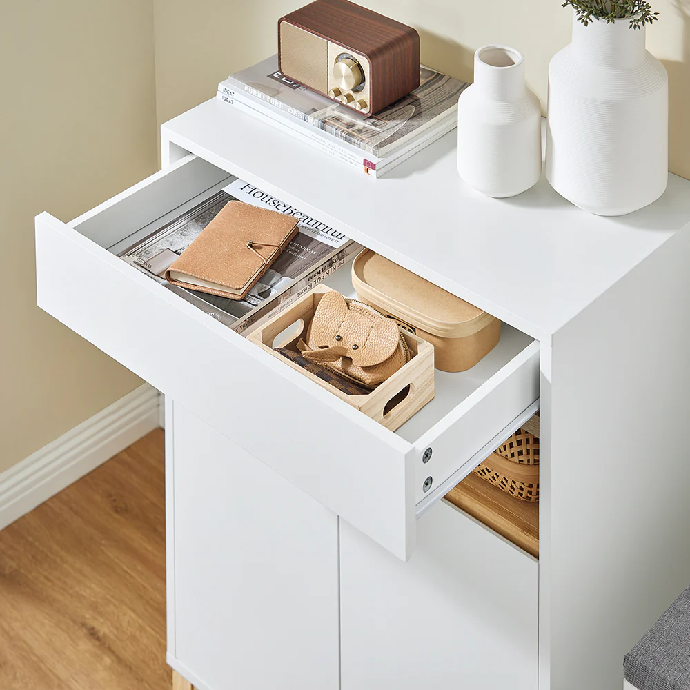 SoBuy FSB97-WN Multifunctionele Opbergkast – Buffetkast met Laden, Verstelbare Planken en Dubbele Deuren – Perfect voor de Hal, Woonkamer of Keuken – Modern Design, Belastbaarheid tot 80kg, 60x34x85cm - Image 6