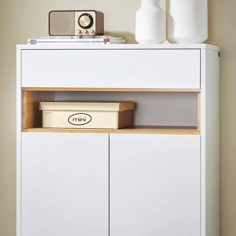 SoBuy FSB97-WN Multifunctionele Opbergkast – Buffetkast met Laden, Verstelbare Planken en Dubbele Deuren – Perfect voor de Hal, Woonkamer of Keuken – Modern Design, Belastbaarheid tot 80kg, 60x34x85cm - Image 8