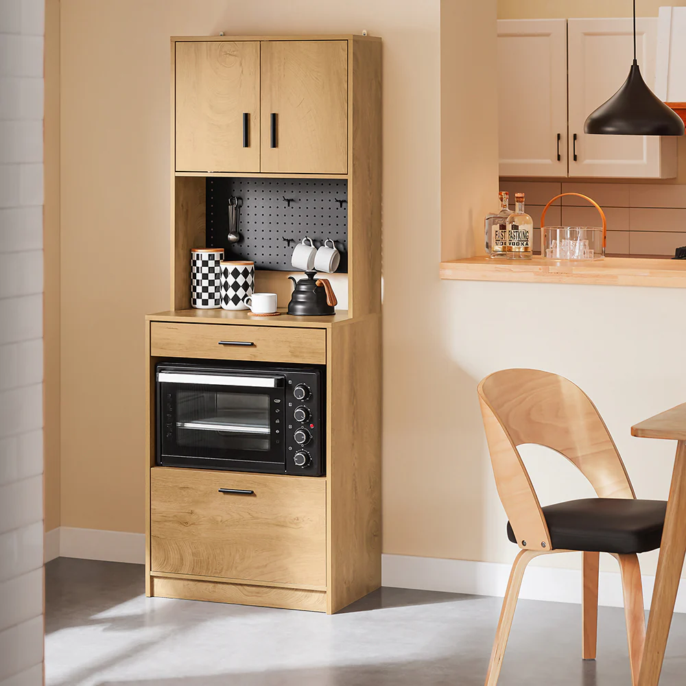 SoBuy FSB98-N Keukendressoir, opbergkast, keukenkast met meerdere vakken, dressoir voor eetkamer met 2 deuren, 2 laden, 1 vak en 1 geperforeerd paneel - Image 3