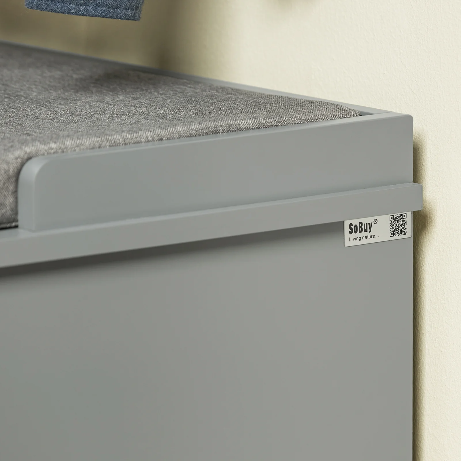 SoBuy FSR131-HG Schoenenbank voor Hal, Opbergbank met Kussen en 2 Deuren, Schoenenopberger voor Hal, Slaapkamer, Grijs, 90x34x46 cm - Image 12