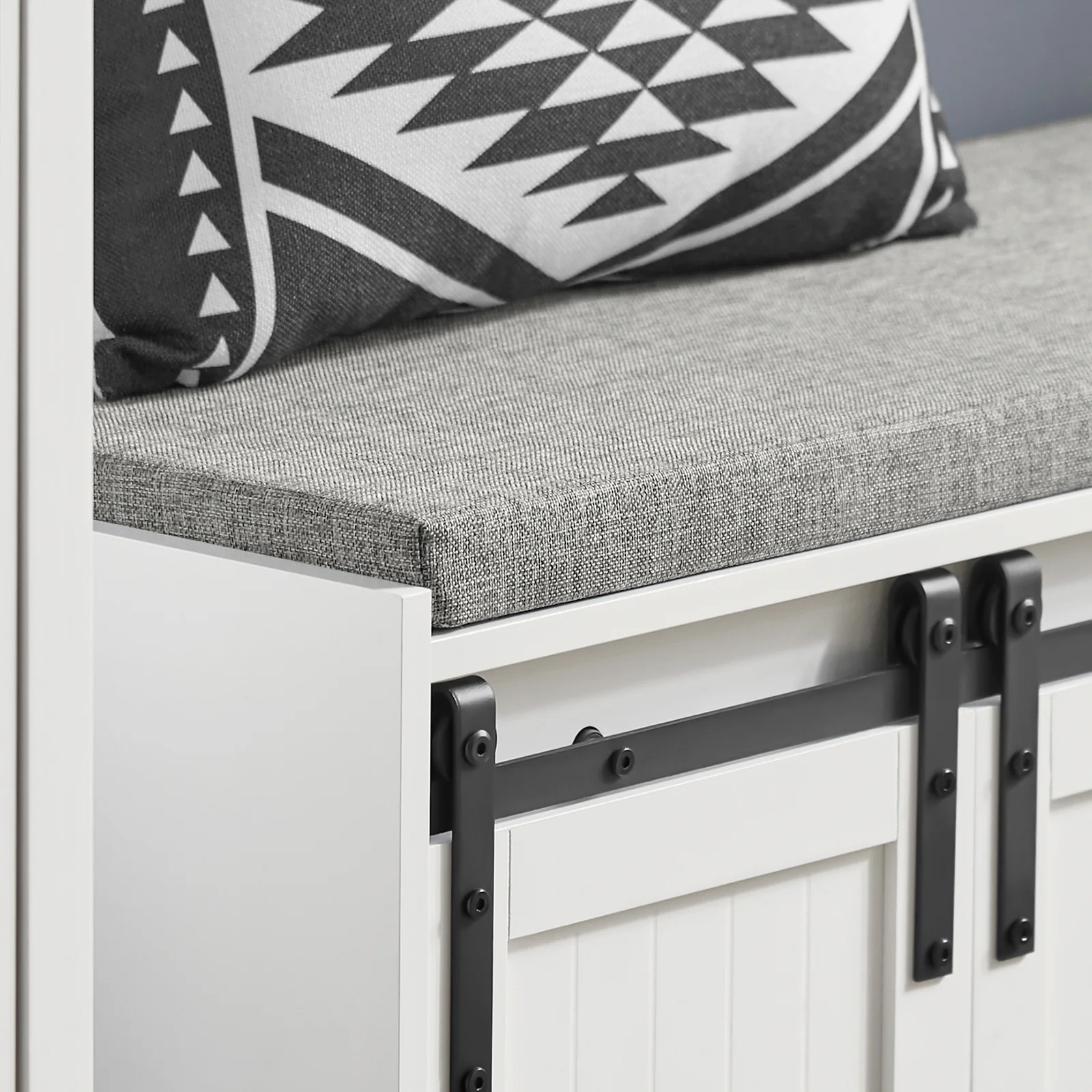 SoBuy FSR133-W Schoenenkast met Bank – 6 Vakken, Schuifdeur in Barn-Style, 200 kg Draagkracht – Ideaal voor Hal, Slaapkamer en Woonkamer – 120x35x45 cm - Image 8