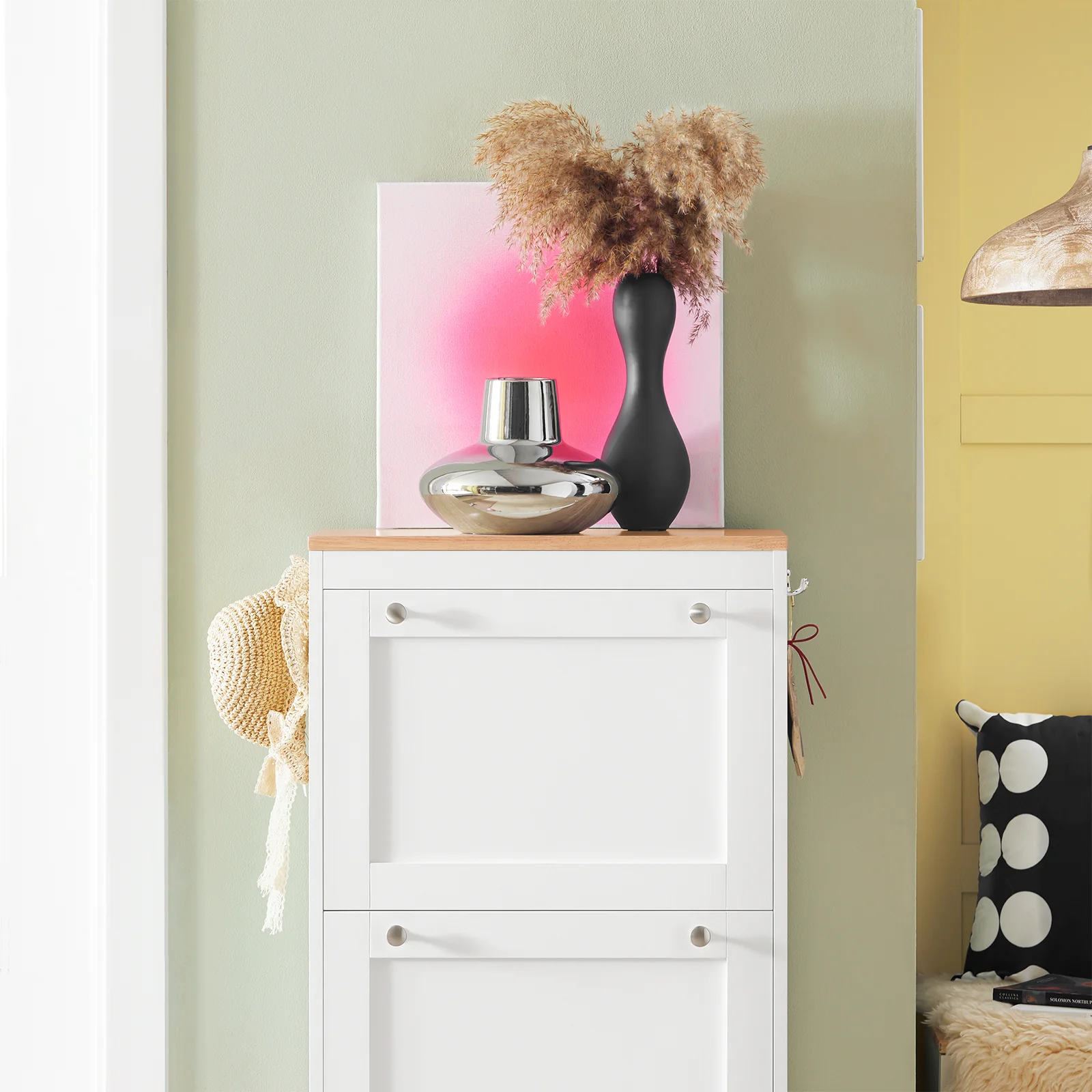 SoBuy FSR144-WN Schoenenkast met 3 Kleppen Schoenenrek Gangkast, Opbergkast voor Schoenen, Schoenenkist Schoenenrek - Image 7