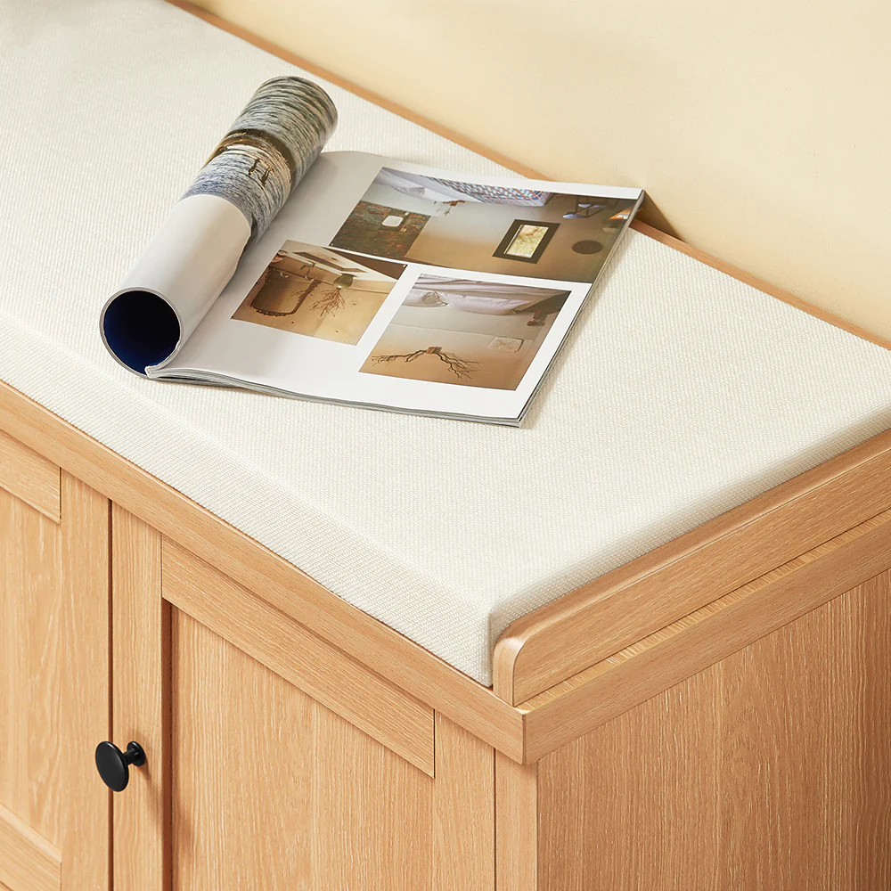 Pre-order SoBuy FSR188-N Schoenenbank, schoenenopbergbank, schoenenkast, lage entree met gevoerd kussen, 3 deuren en 4 open vakken - Image 7