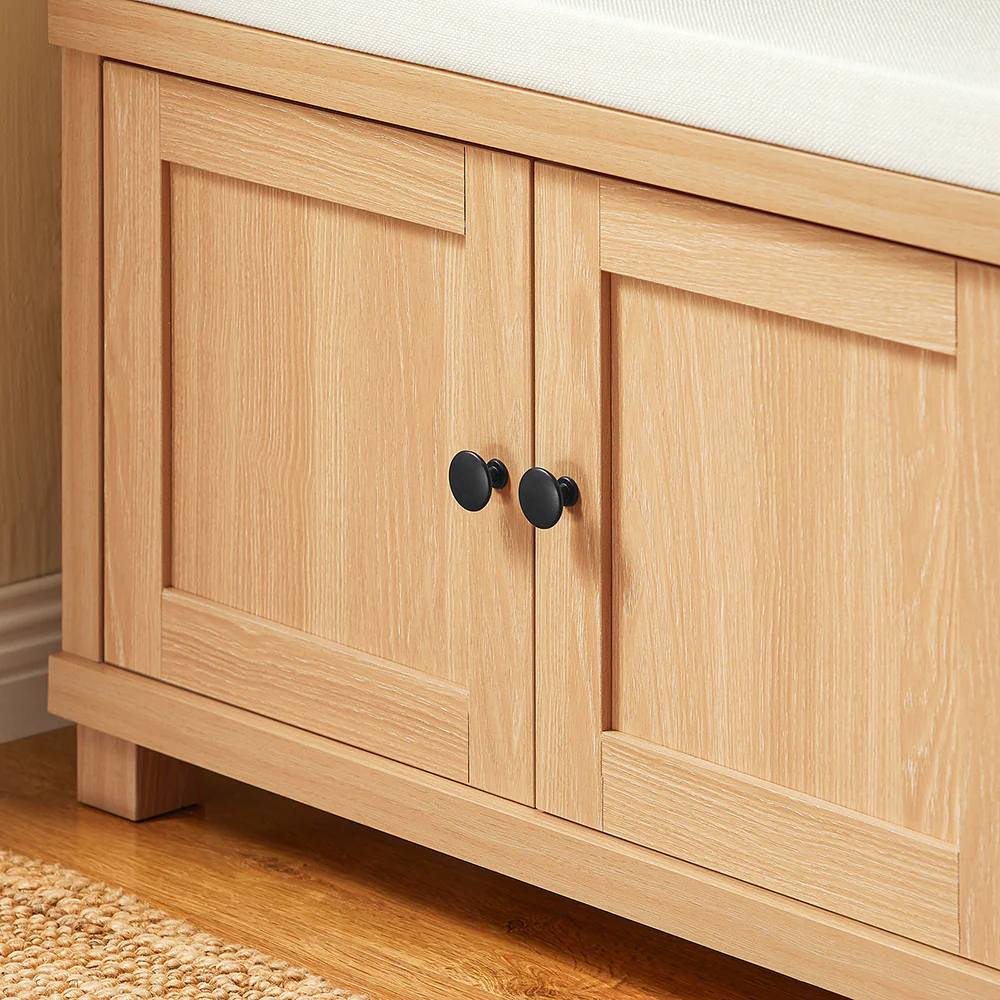 Pre-order SoBuy FSR188-N Schoenenbank, schoenenopbergbank, schoenenkast, lage entree met gevoerd kussen, 3 deuren en 4 open vakken - Image 8