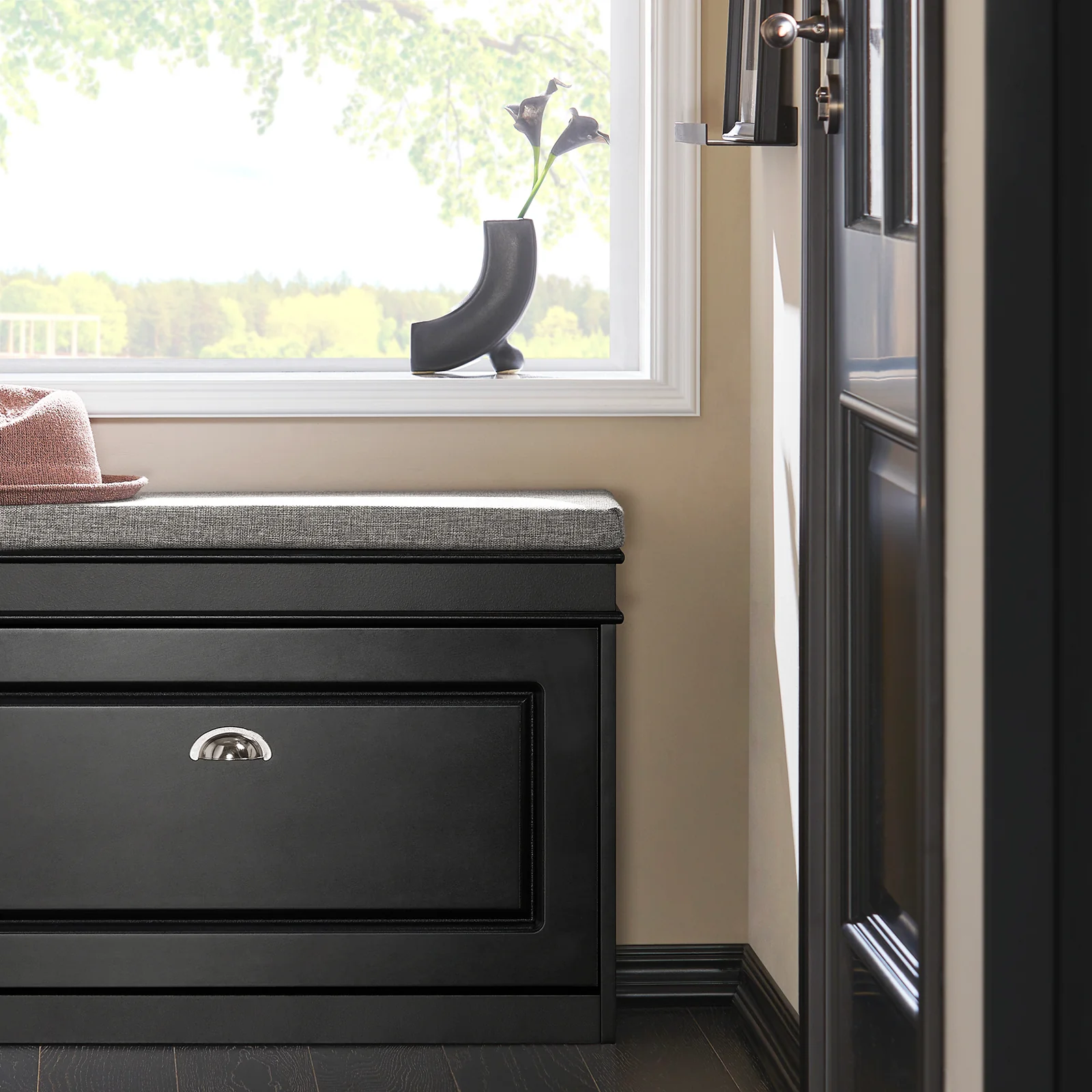 SoBuy FSR82-L-SCH Schoenenbank, Schoenenkast met Gevoerd Kussen en 1 Klep, Schoenenopberger, Opbergbank voor Woonkamer, Hal, Slaapkamer, L75xD24xH51 cm, Zwart - Image 10