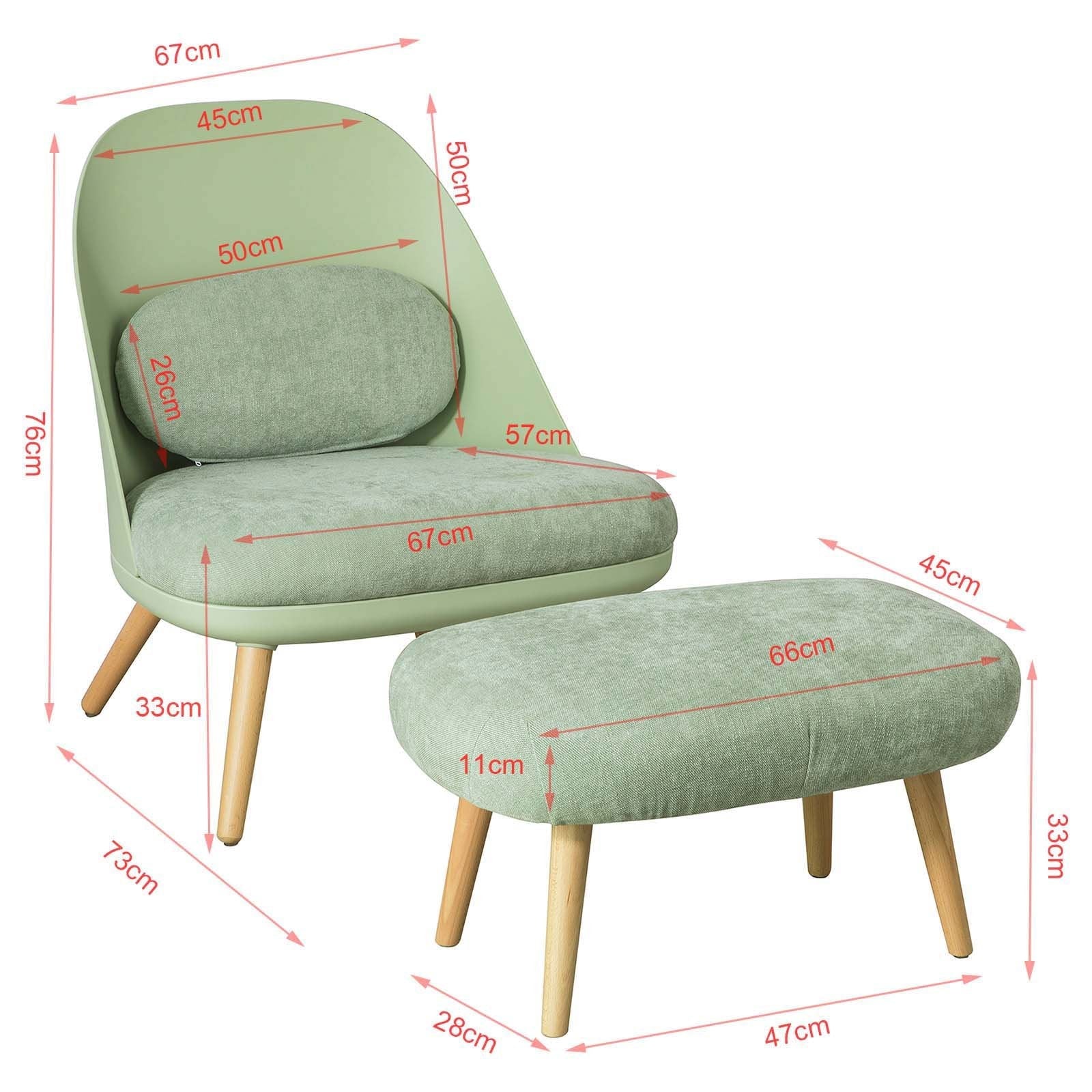 SoBuy FST63-GR TV Fauteuil Voetenbank Relaxstoel met Kruk Mint Groen - Image 4