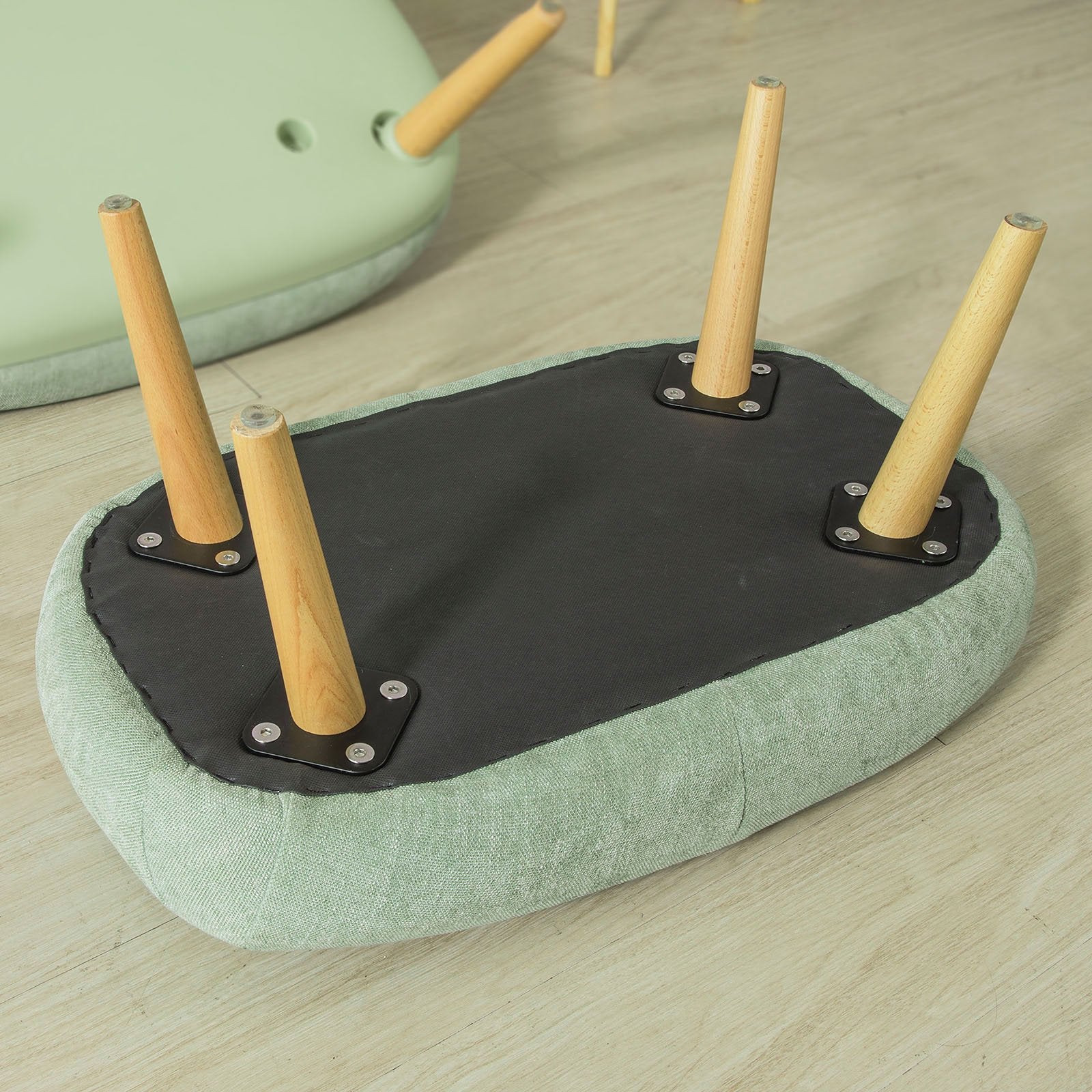 SoBuy FST63-GR TV Fauteuil Voetenbank Relaxstoel met Kruk Mint Groen - Image 7