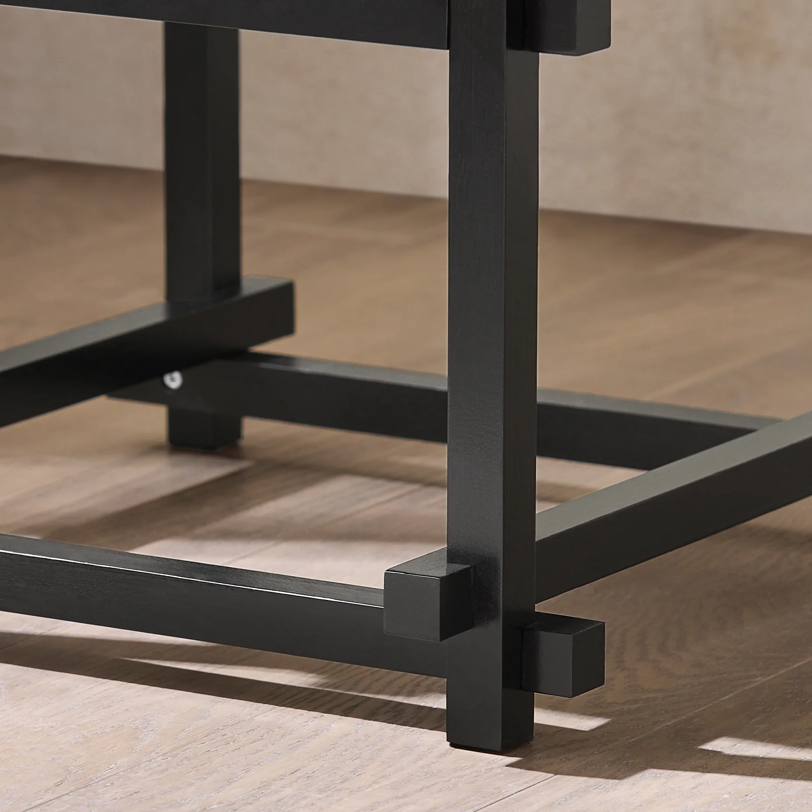 SoBuy HFBT03-SCH Design bijzettafel, vierkante salontafel, bankpunt, nachtkastje met open vak, frame van bamboe, zwart en geel - Image 6