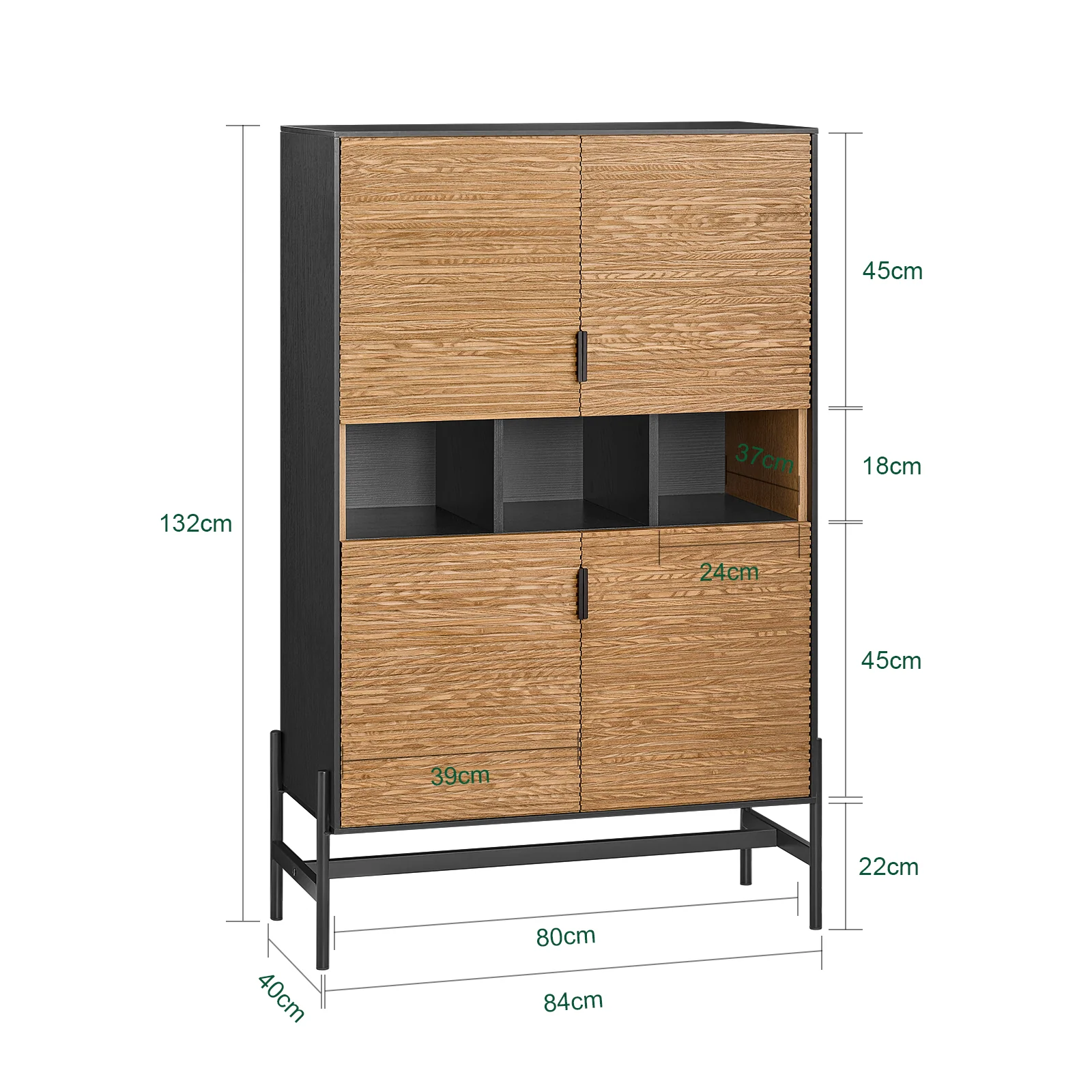 SoBuy HFSB03-SCH Keukendressoir, keukenkast, keukenservies, opbergkast voor keuken, eetkamer, woonkamer, met 3 open vakken - Image 5