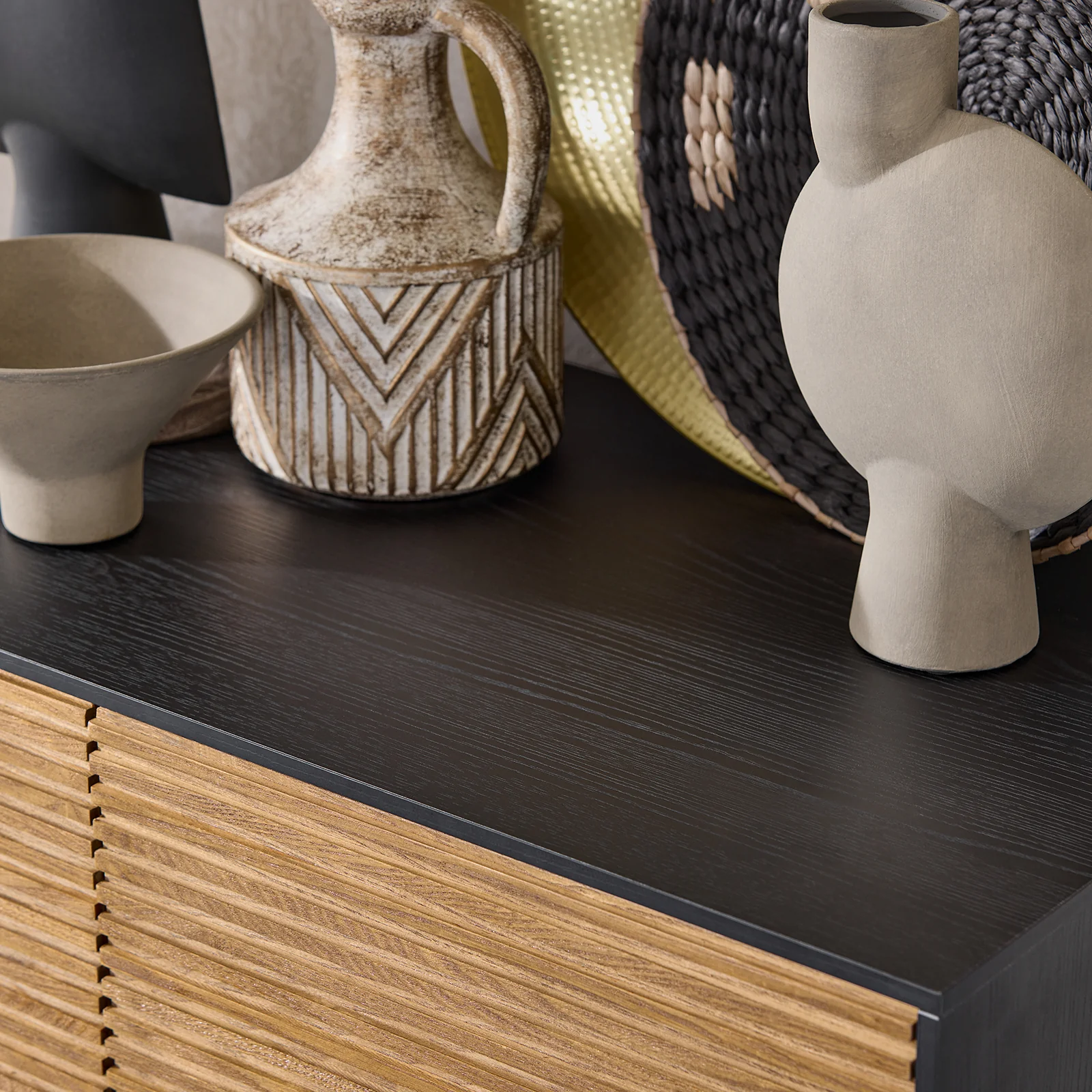 SoBuy HFSB03-SCH Keukendressoir, keukenkast, keukenservies, opbergkast voor keuken, eetkamer, woonkamer, met 3 open vakken - Image 6