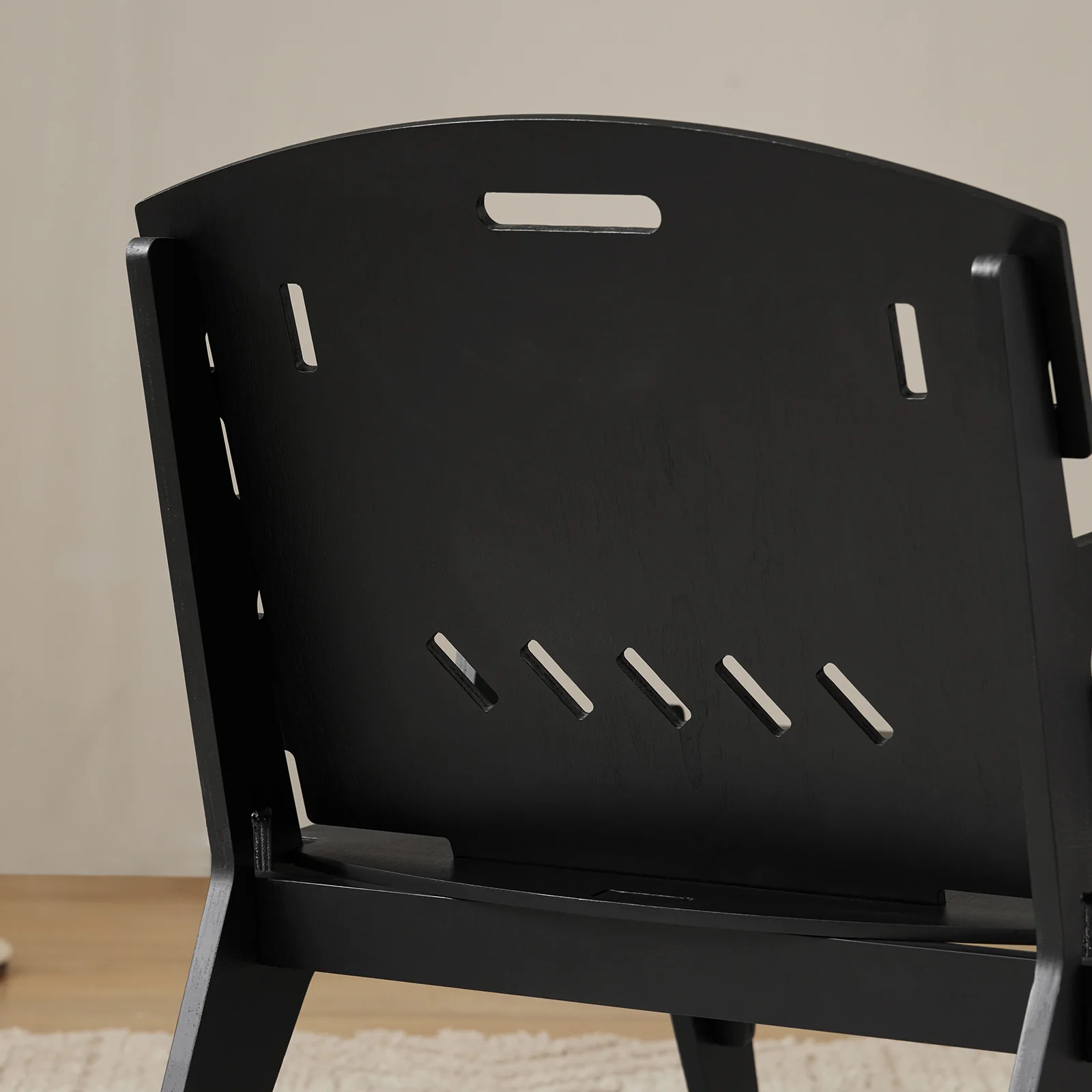 SoBuy HFST02-SCH Designstoel, Eetkamerstoel, Bureaustoel, Comfortabele Ergonomische, met Rugleuning, Zithoogte 35 cm, Structuur Pen-en-Gat, Hout, Zwart - Image 9