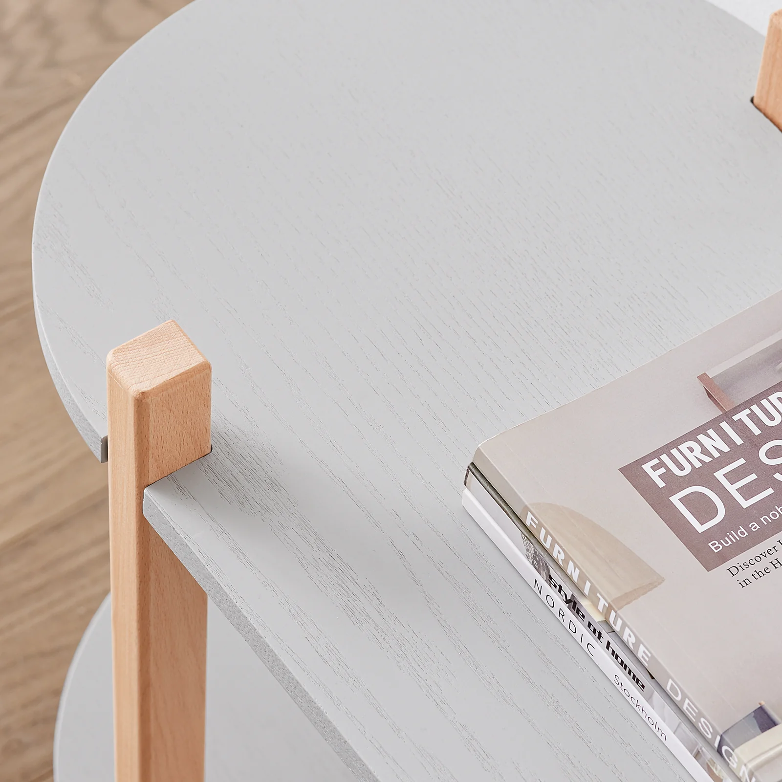 SoBuy HSTR01-HG Opbergplank, Boekenkast met 2 Niveaus, Houten Bijzettafel met 2 Etages, Plank op Poten, Console Tafel, Lage Bijzettafel - Image 8