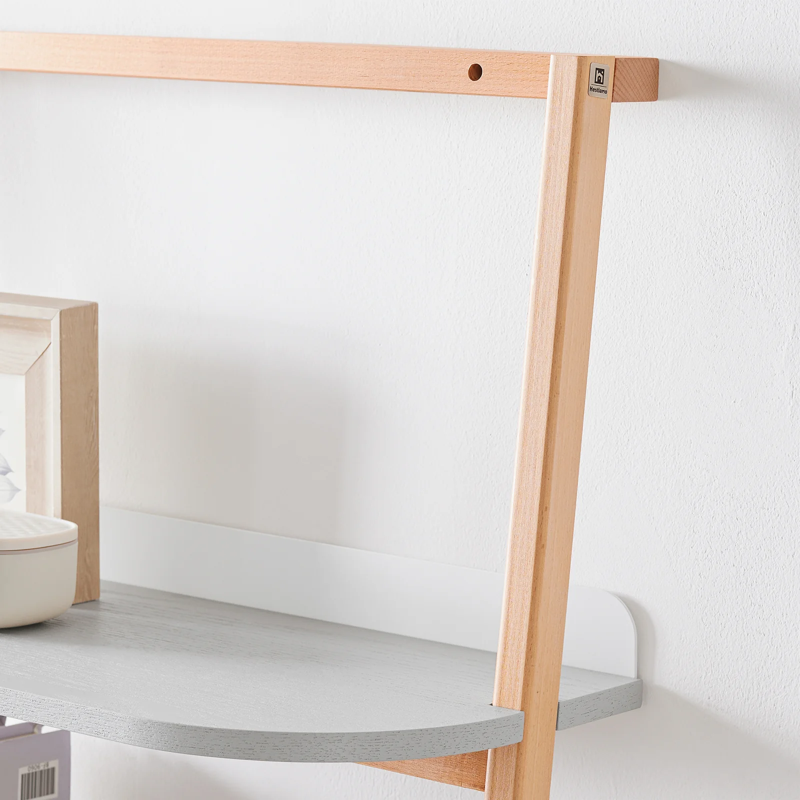 SoBuy HSTR02-HG Ladderrek, Boekenkast met 4 Niveaus, Opbergrek, Opbergkast op poten, Wandboekenkast - Image 8