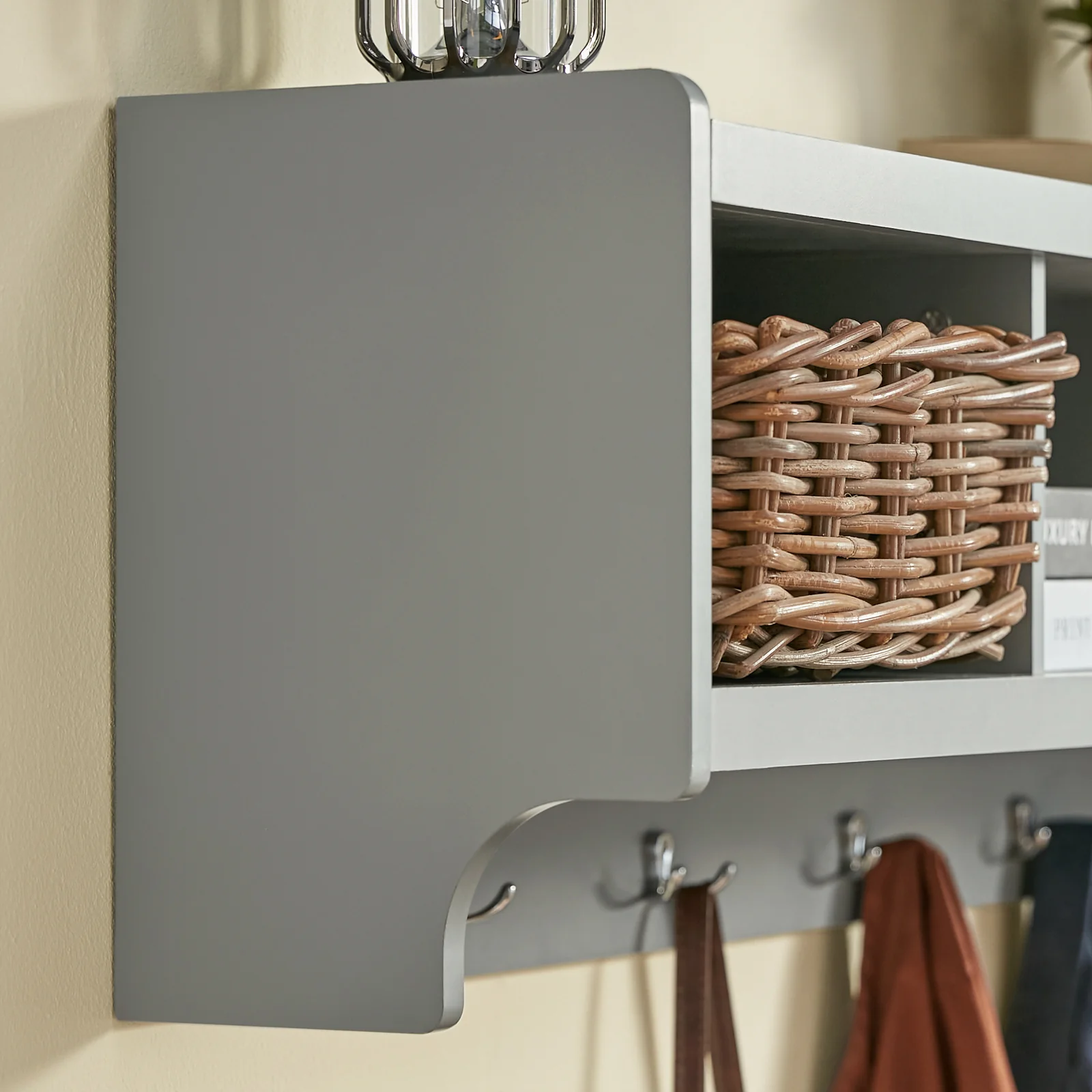 SoBuy FHK28-HG Kapstokken - Wandkapstok - Muur/Wand Kapstok - Wandplank Garderobe met 3 Compartimenten en 4 Dubbele Haken - Image 10