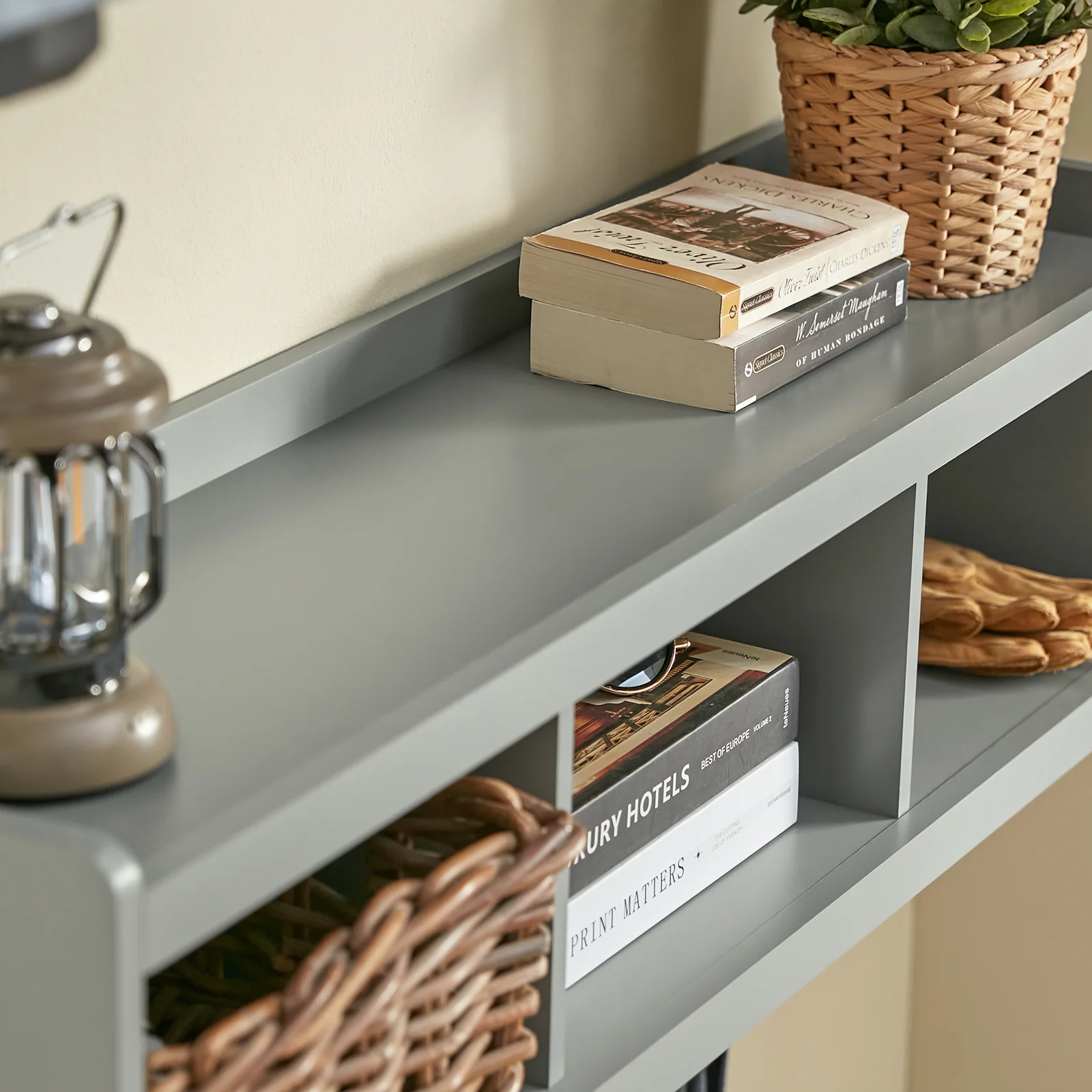 SoBuy FHK28-HG Kapstokken - Wandkapstok - Muur/Wand Kapstok - Wandplank Garderobe met 3 Compartimenten en 4 Dubbele Haken - Image 12