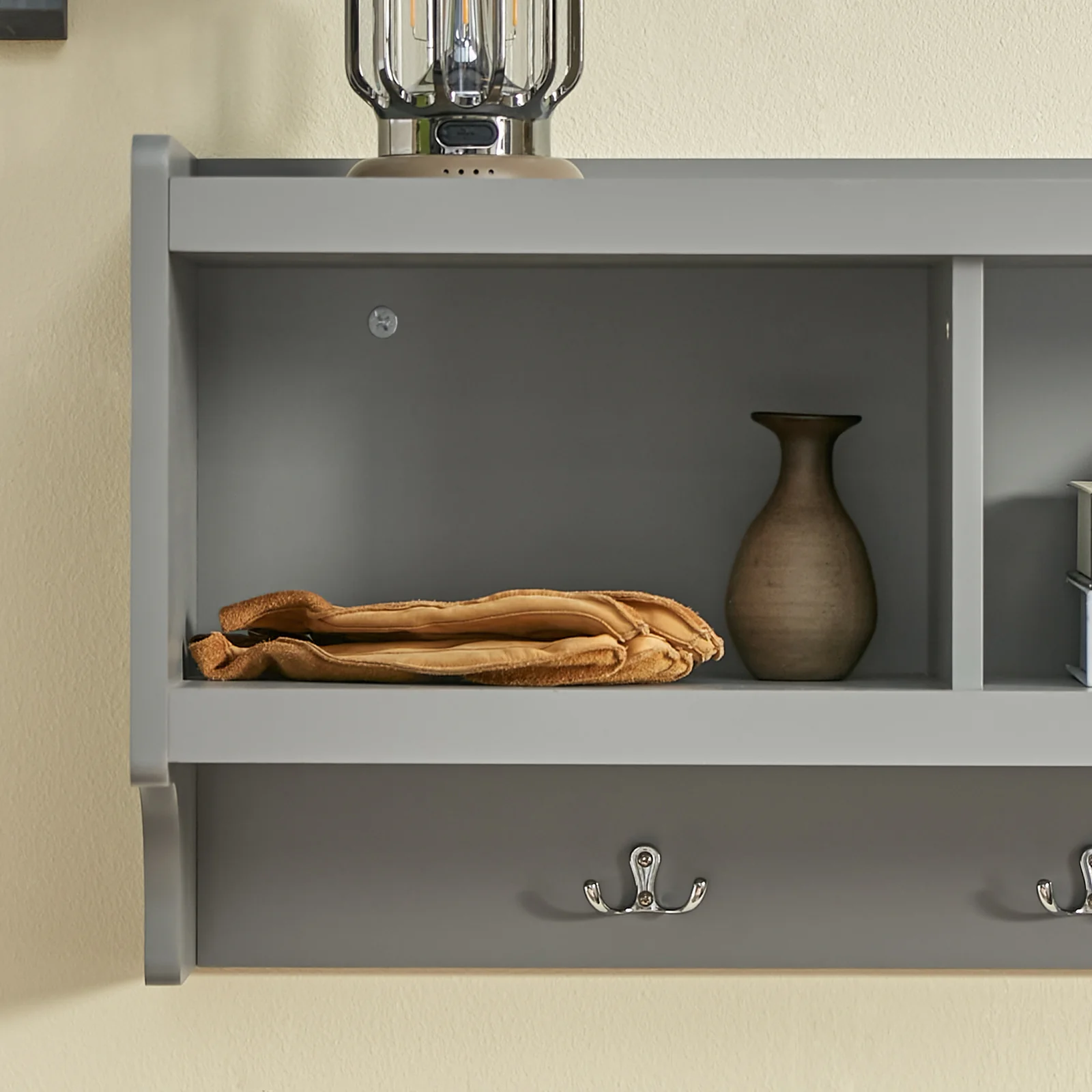 SoBuy FHK28-HG Kapstokken - Wandkapstok - Muur/Wand Kapstok - Wandplank Garderobe met 3 Compartimenten en 4 Dubbele Haken - Image 13
