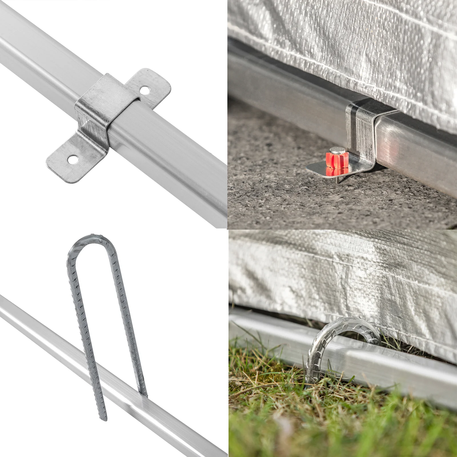 SoBuy KLS11-L Tuinhuis, Waterdichte Tuinopslag, Motor Schuur, Fiets en Gereedschap Garage, Opslagruimte en Bescherming, Zilver, 159x165x219 cm - Image 18