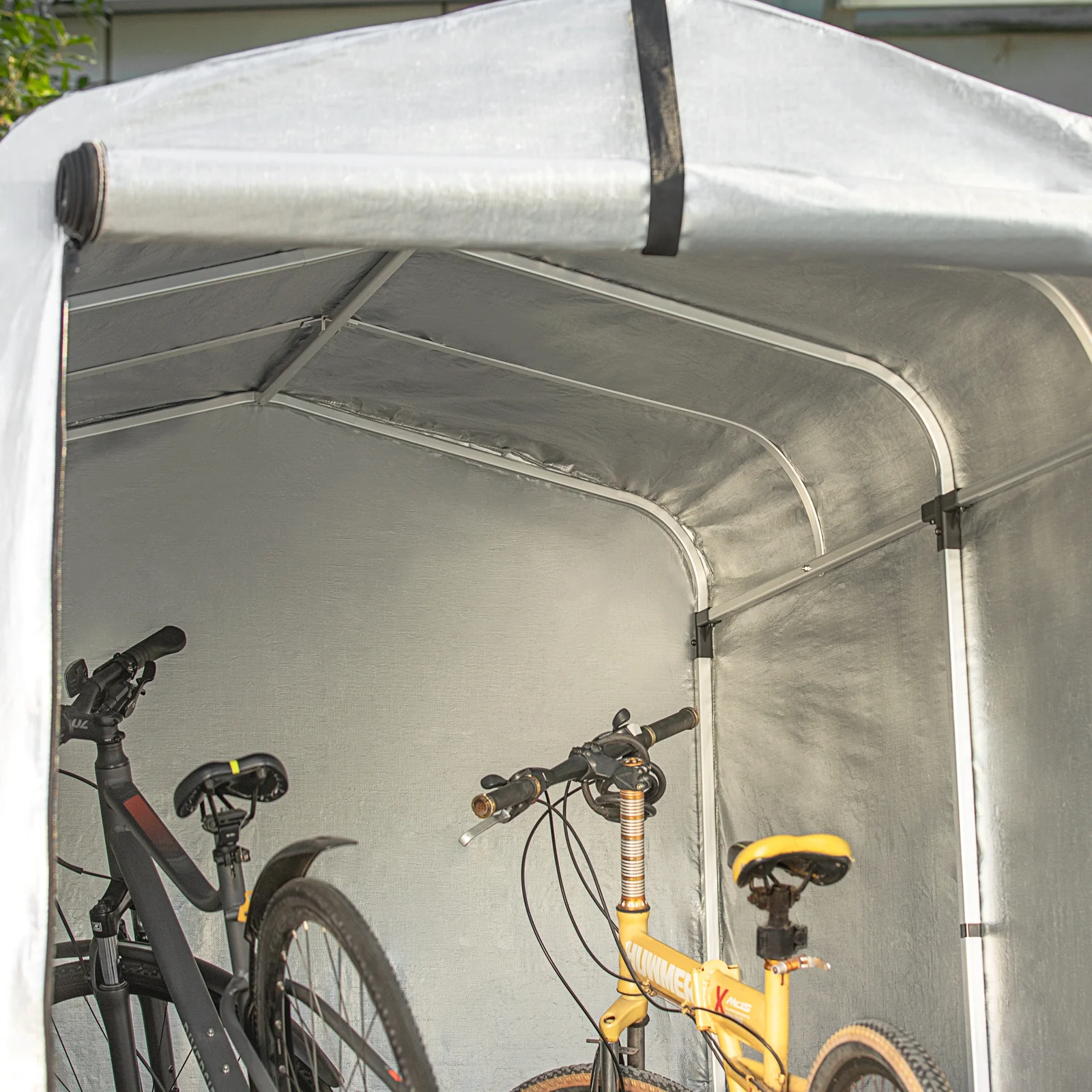 SoBuy KLS11-L Tuinhuis, Waterdichte Tuinopslag, Motor Schuur, Fiets en Gereedschap Garage, Opslagruimte en Bescherming, Zilver, 159x165x219 cm - Image 7