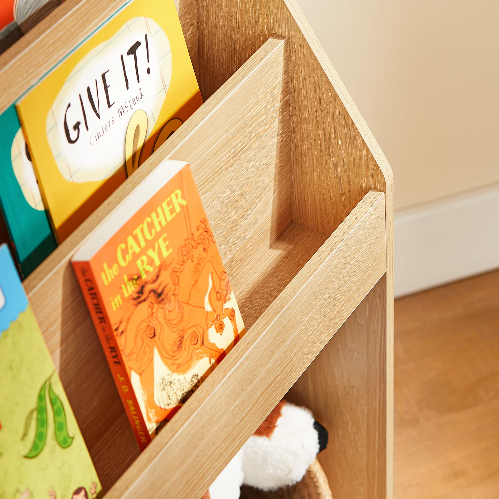 Pre-order SoBuy KMB01-N Kinderbibliotheek met Opbergruimte en 3 Planken, 2 Open Compartimenten – Speelgoedopslag en Boekenrek voor Kinderen, Natuurlijk Hout – 73x30x80 cm - Image 7