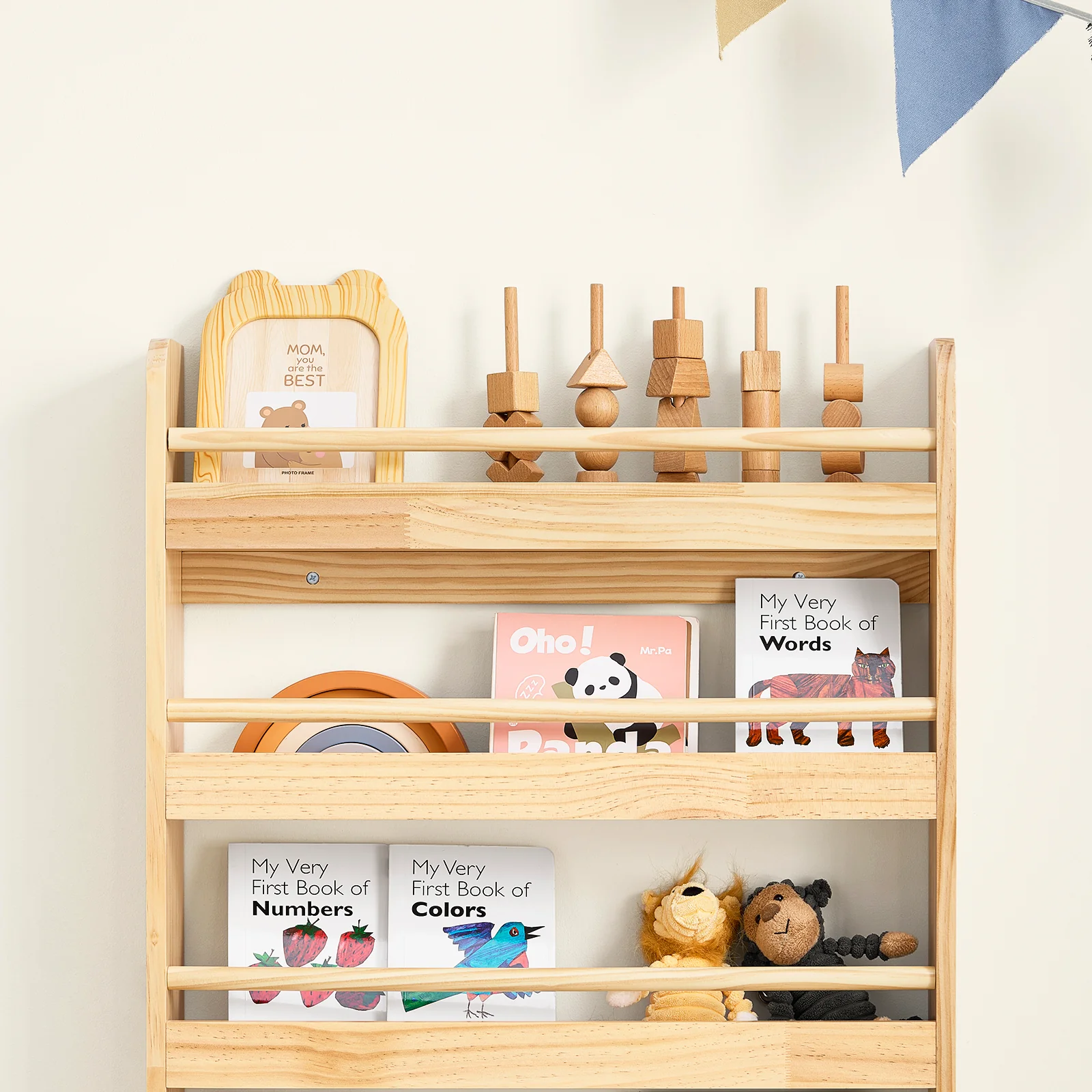 SoBuy KMB08-K-N Boekenkast voor kinderen, 4 niveaus, meubels, speelgoed, boekenkast, opbergkast, plank, slaapkamer, natuur, 60 x 12 x 80 cm - Image 7