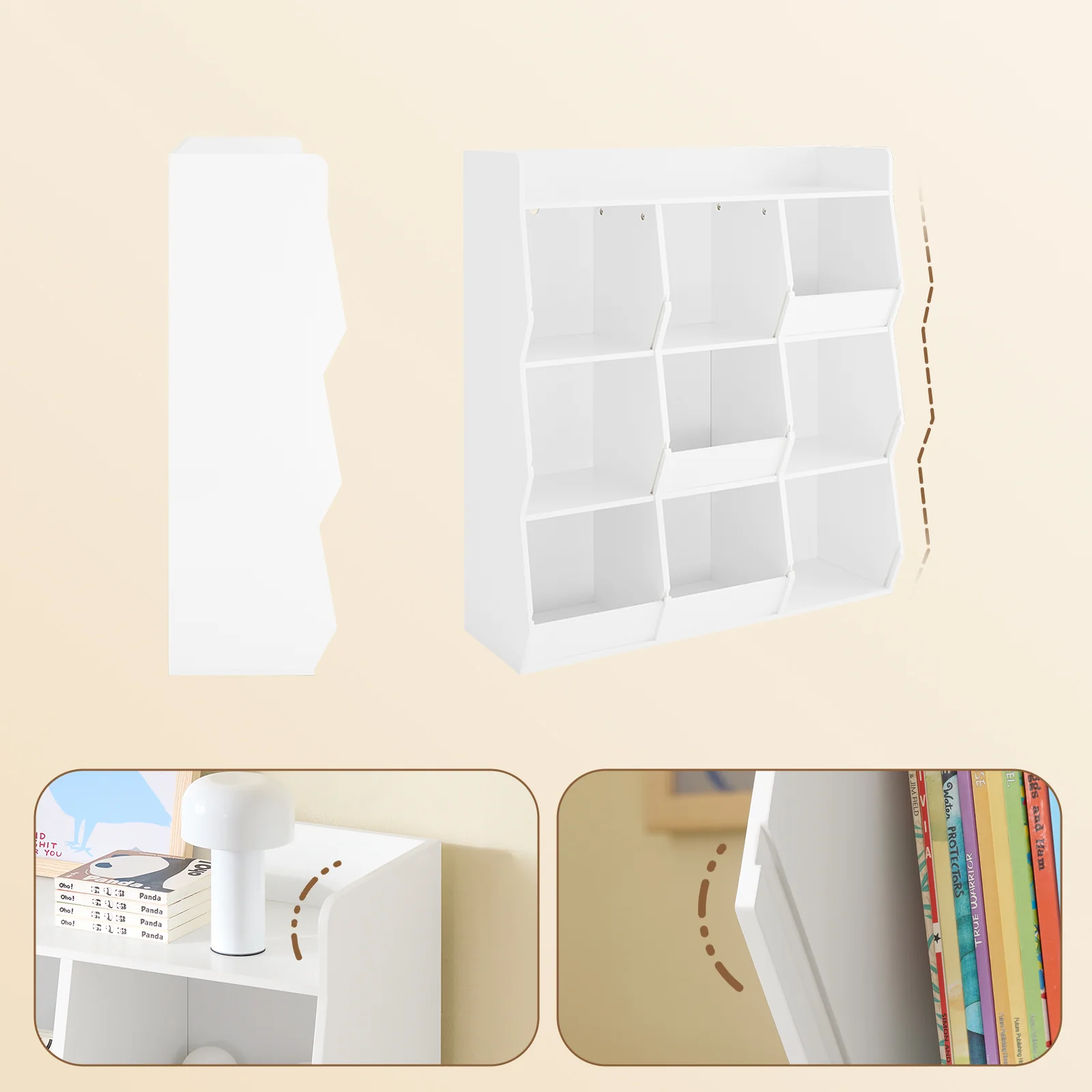 SoBuy KMB120-W Boekenkast voor kinderen, speelgoed, kinderen, met 9 vakken, meubels, opslag, speelgoed, rek, boekenkast, tijdschriftenrek, wit, 95 x 34 x 105 cm - Image 6