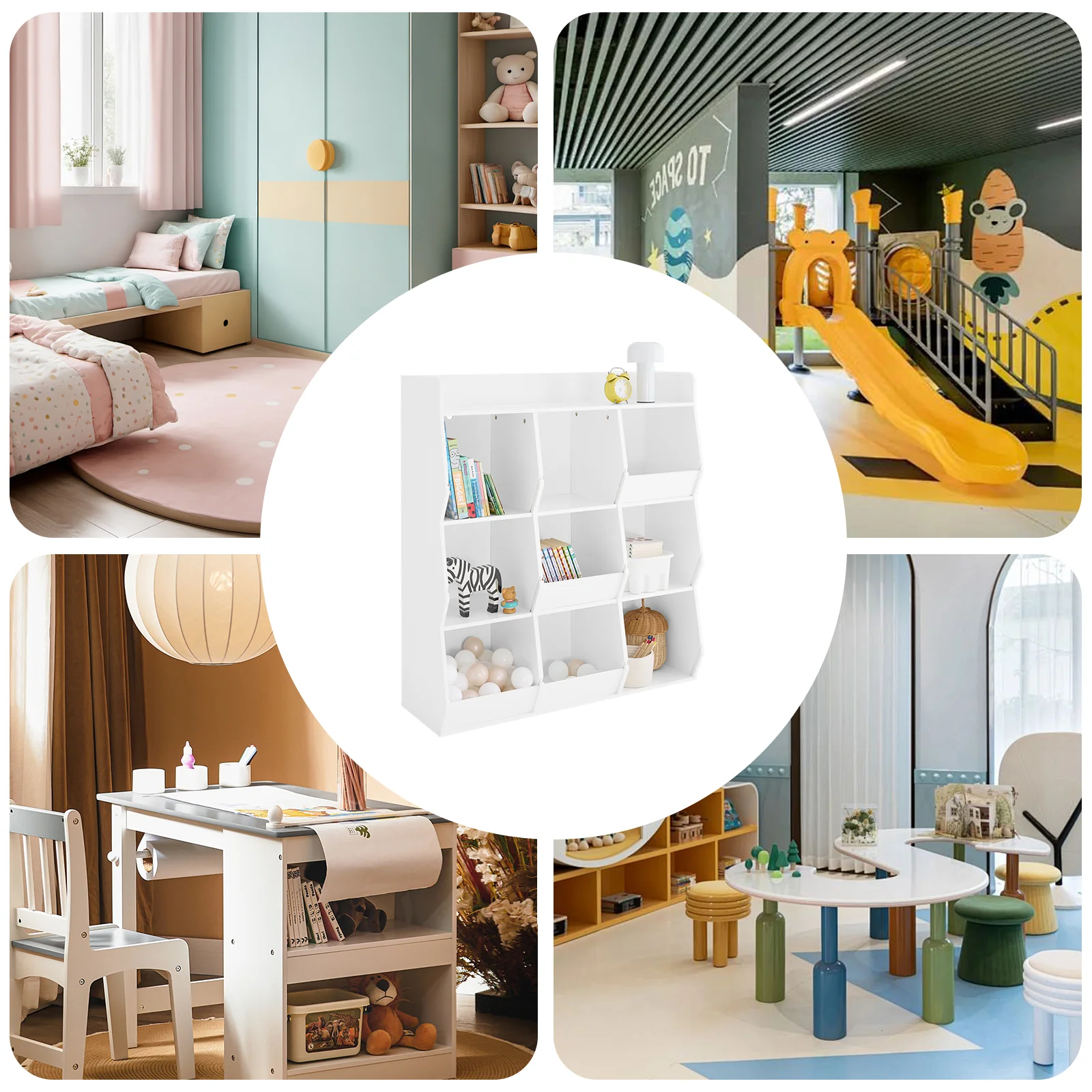 SoBuy KMB120-W Boekenkast voor kinderen, speelgoed, kinderen, met 9 vakken, meubels, opslag, speelgoed, rek, boekenkast, tijdschriftenrek, wit, 95 x 34 x 105 cm - Image 7