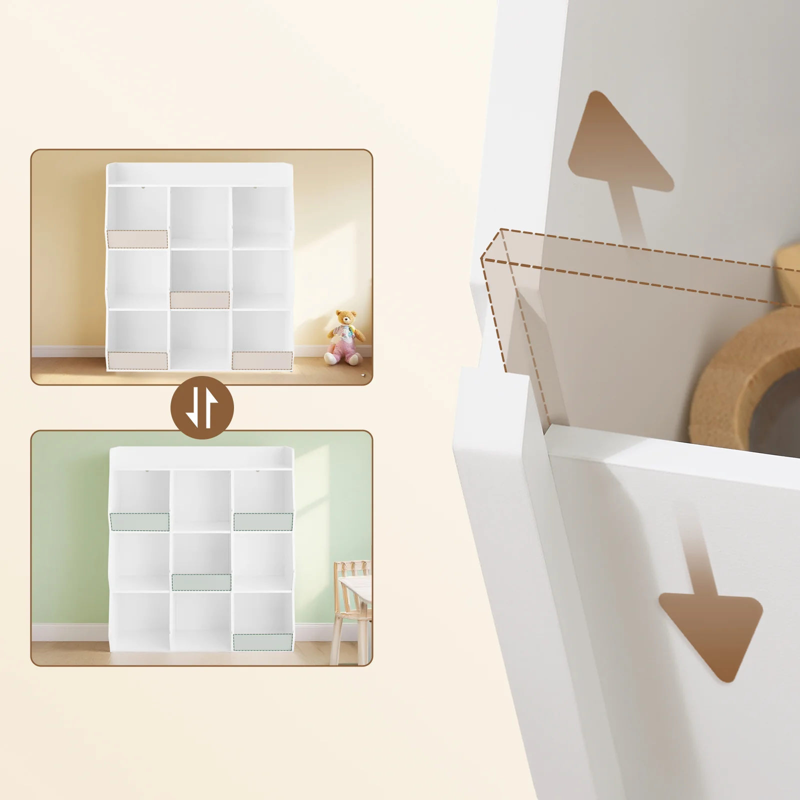 SoBuy KMB120-W Boekenkast voor kinderen, speelgoed, kinderen, met 9 vakken, meubels, opslag, speelgoed, rek, boekenkast, tijdschriftenrek, wit, 95 x 34 x 105 cm - Image 8