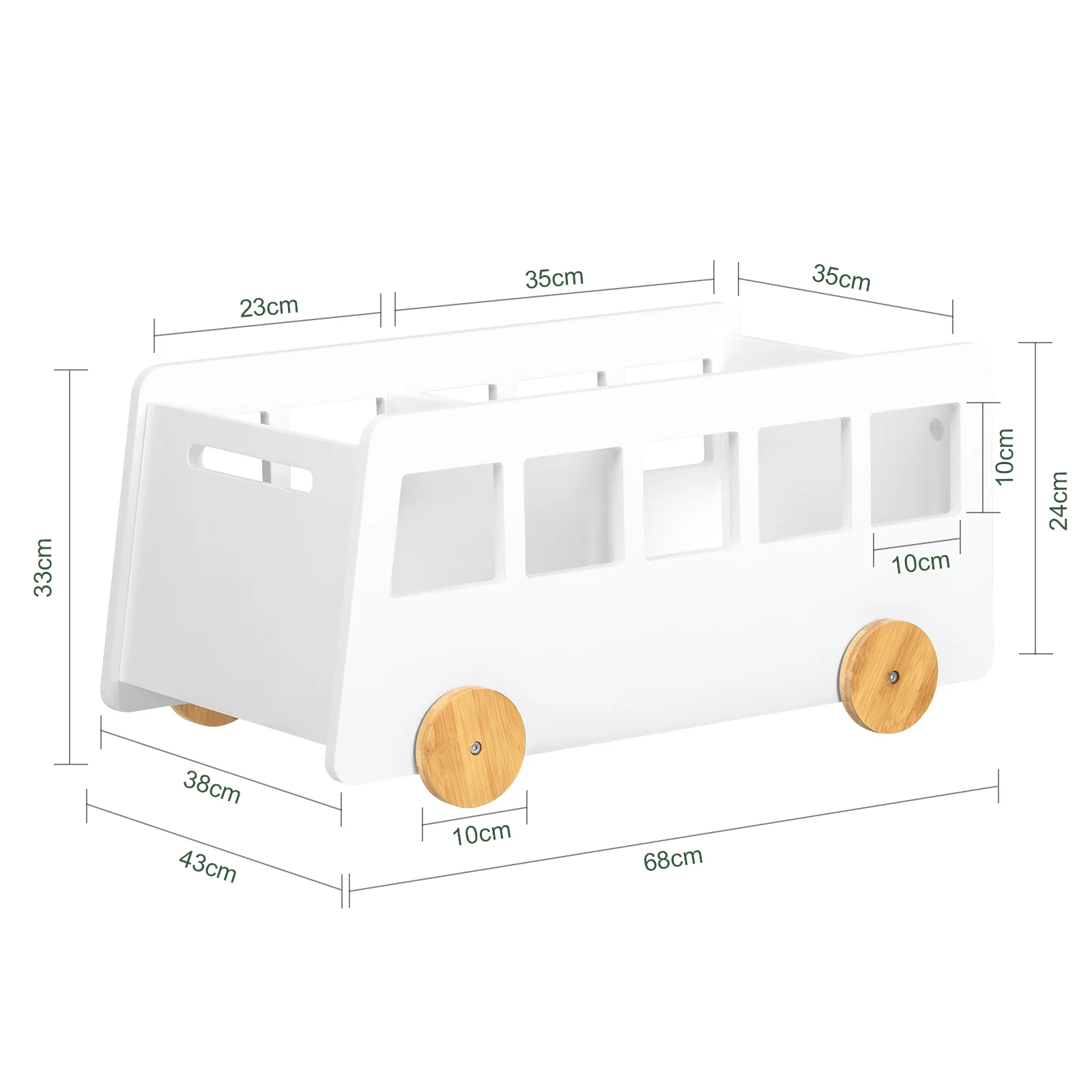 SoBuy KMB41-W Kinderboekenkast met Wielen - Hout Boekenkast Kinderen voor Kinderslaapkamer - Boekenplank - Kinderkamerkast - Image 5